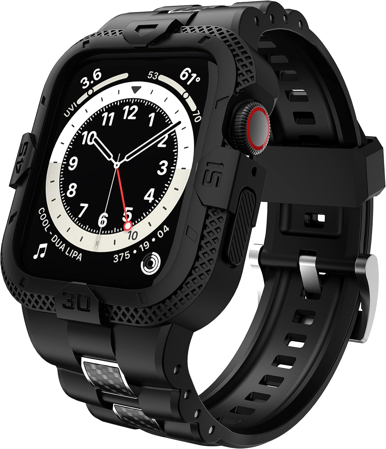 GELISHI Compatible with Apple Watch Band 45Mm 44Mm 42Mm 41Mm 40Mm 38Mm, Men Sport Bands Rugged Case for Watch Series 9 8 7/Series 6 SE 5 4 3