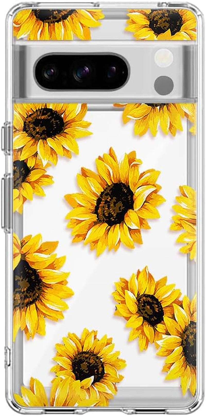 Sunflower Case Compatible with Pixel 8 Pro,Cute Floral Flower Pattern Ultra Slim Fit Cover for Women Girls,Not Yellowing Soft TPU Clear Silicone Shockproof Protective Case for Pixel 8 Pro  Yivenbarity Sunflower For Google Pixel 8 Pro 