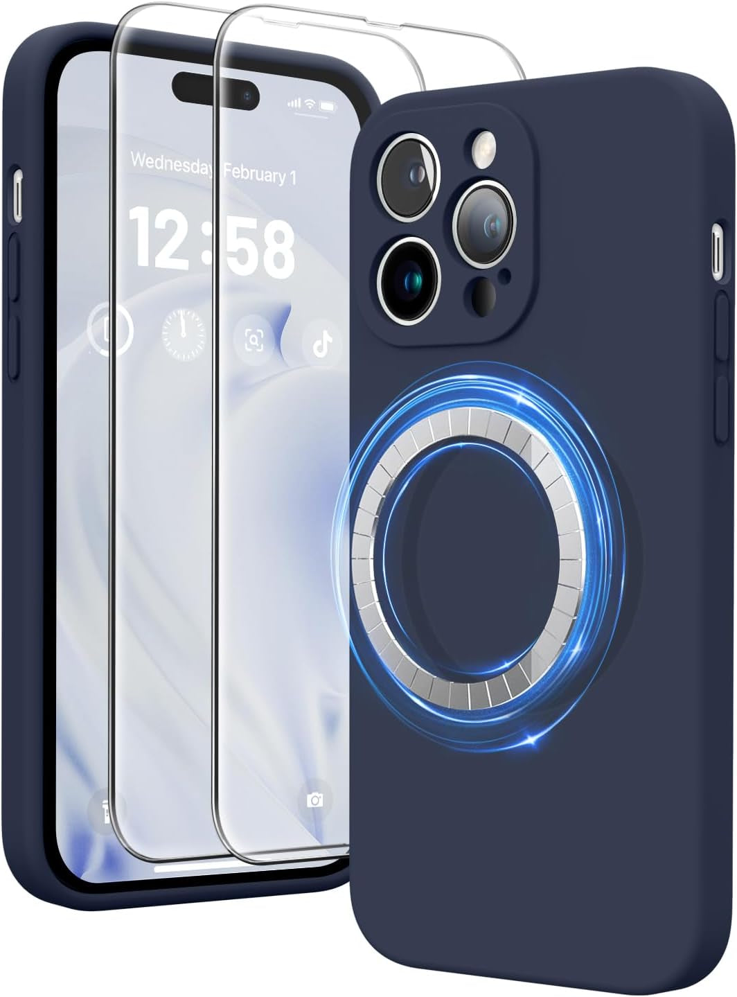 HIKII for Iphone 14 Pro Case Magnetic, Upgraded Silicone [Camera Protection] [Compatible with Magsafe] for Iphone 14 Pro Case with [2 Screen Protectors], 6.1 Inch, Light Brown  HIKII   