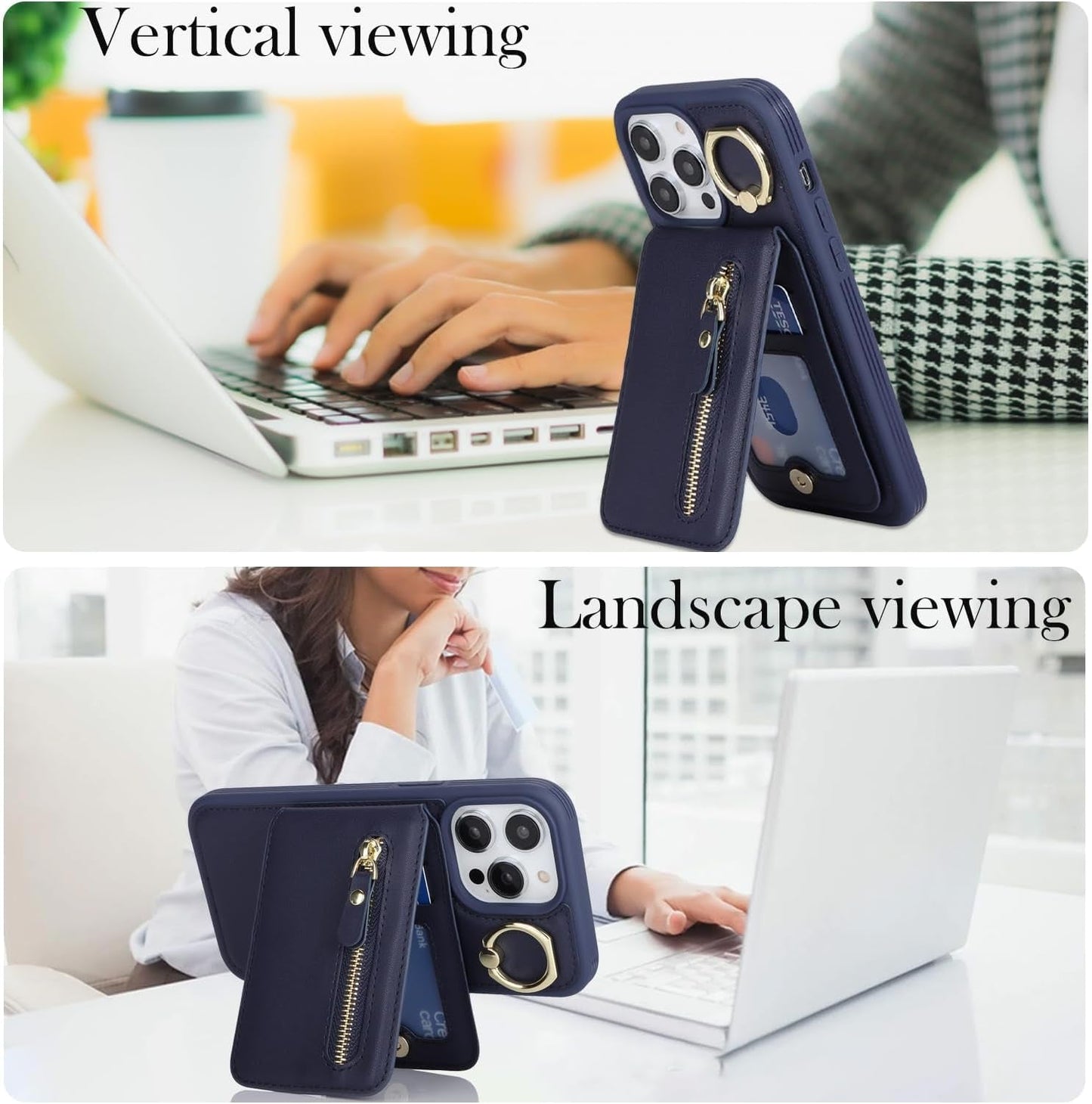 DEYHU Iphone 15 Pro Case with Card Holder, Iphone 15 Pro Phone Case Wallet for Women Magsafe Compatible Wallet Detachable 2-In-1 for Men-Dark Blue  DEYHU   