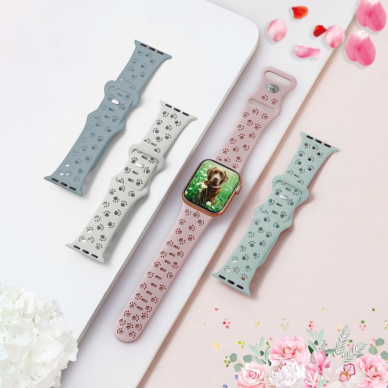 4 Pack Silicone Bands Compatible with Apple Watch Band 38Mm 40Mm 41Mm 42Mm 44Mm 45Mm 49Mm, Hollow-Out Design Wristbands Soft Sport Breathable Watch Bands for Iphone Iwatch Ultra SE Series 9 8 7 6 5 4 3 2 1