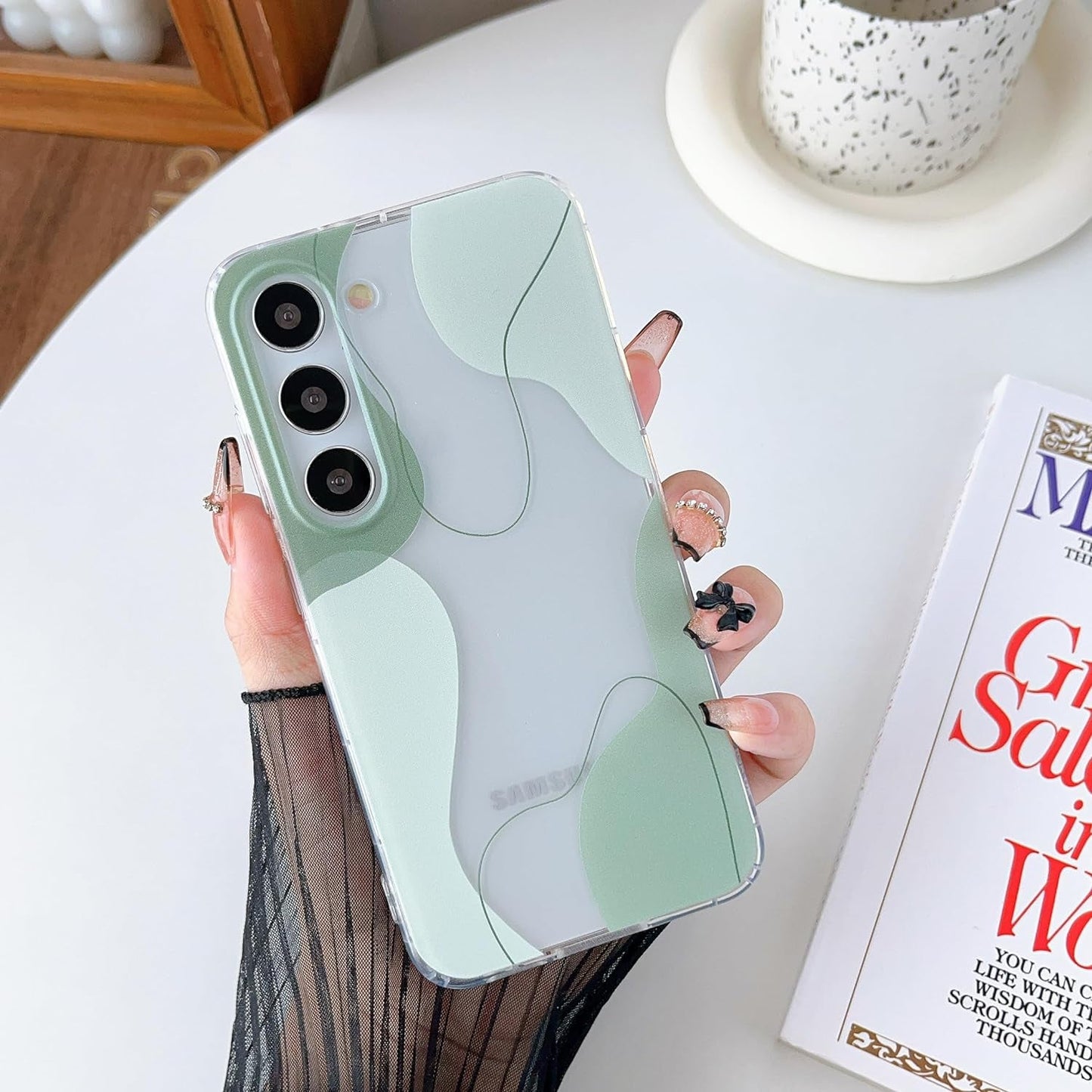 DEFBSC Compatible with Samsung Galaxy S22 Case, Soft Shaped Art Design with Built-In Bumper Protective Phone Case, Cute Slim TPU Cover Designed for Samsung Galaxy S22 Case,Blue