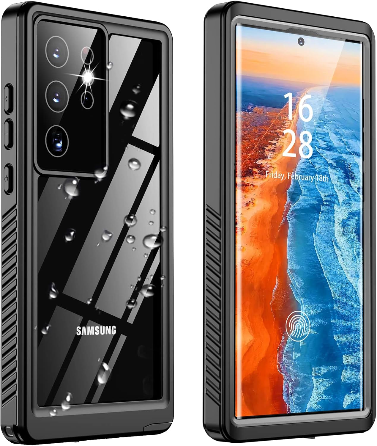 For Samsung Galaxy S22+Plus Case Waterproof Shockproof,Galaxy S22 plus Case with Built-In Screen Protector 360 Full Body Heavy Rugged Samsung S22+Plus Protective Case(Blue/Clear)