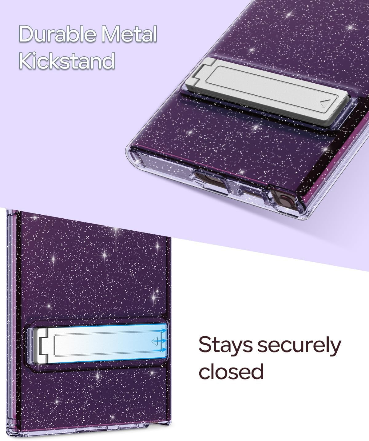 Btscase for Samsung Galaxy S22 Ultra 5G Case, with Adjustable Metal Kickstand, Crystal Clear Soft Flexible TPU Slim Shockproof Drop Protective Girls Women Men Cover for Galaxy S22 Ultra 5G, Purple