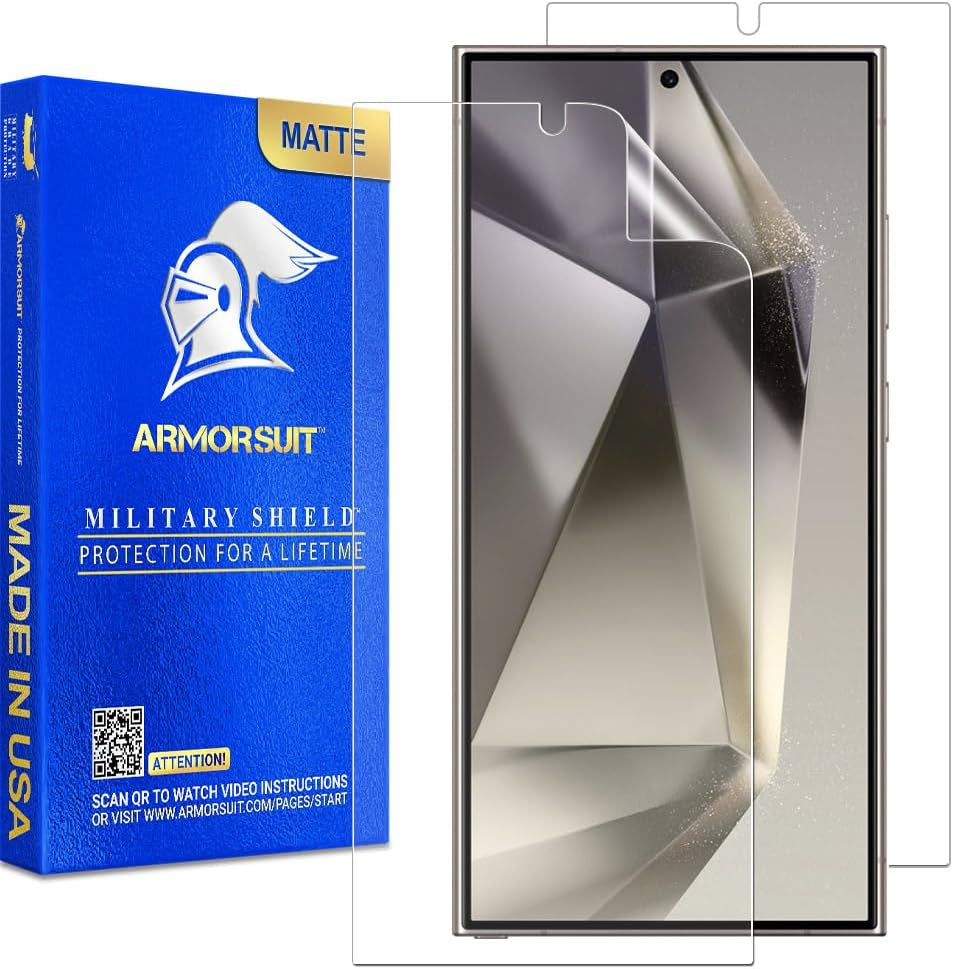 Armorsuit 2 Pack for Samsung Galaxy S24 Ultra Screen Protector (6.8") Case Friendly Militaryshield HD Clear Film - Made in USA