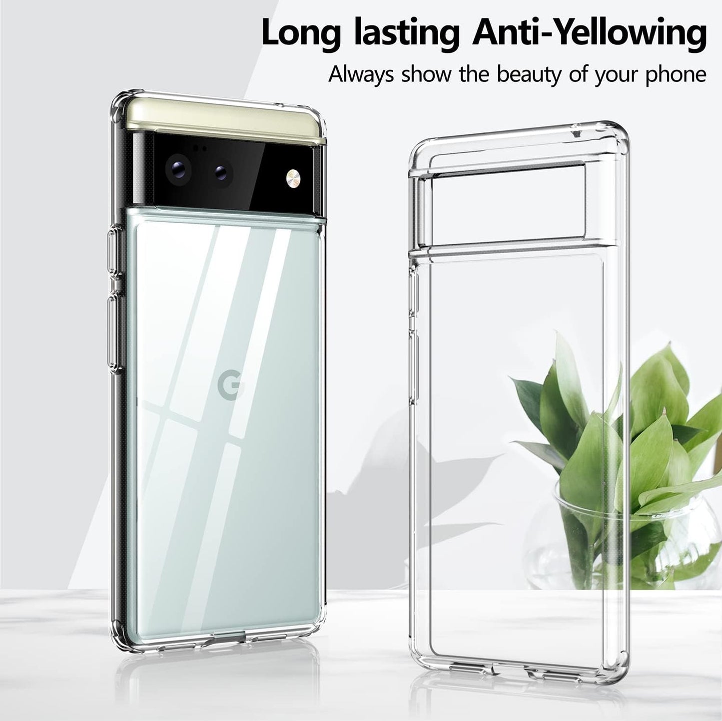 Rayboen Case for Google Pixel 6 5G, Crystal Clear [Anti-Yellowing] No-Slip Shockproof Phone Case, Hybrid Transparent Bumper Protective Cover for Pixel 6  Rayboen   