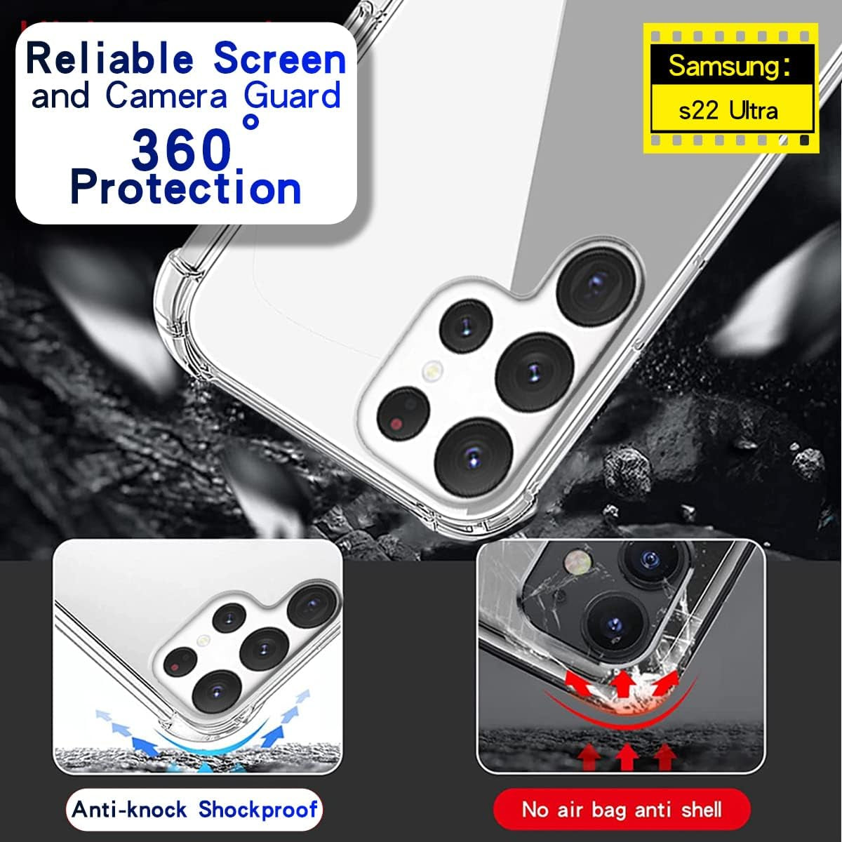 Cavdycidy for Samsung Galaxy S22 Ultra Case Mirror with [Four Corner Thick Guard Shockproof] Hard Mirror Back Soft Bumper Slim Protective Cover Girly Makeup Touch up for Girl Women