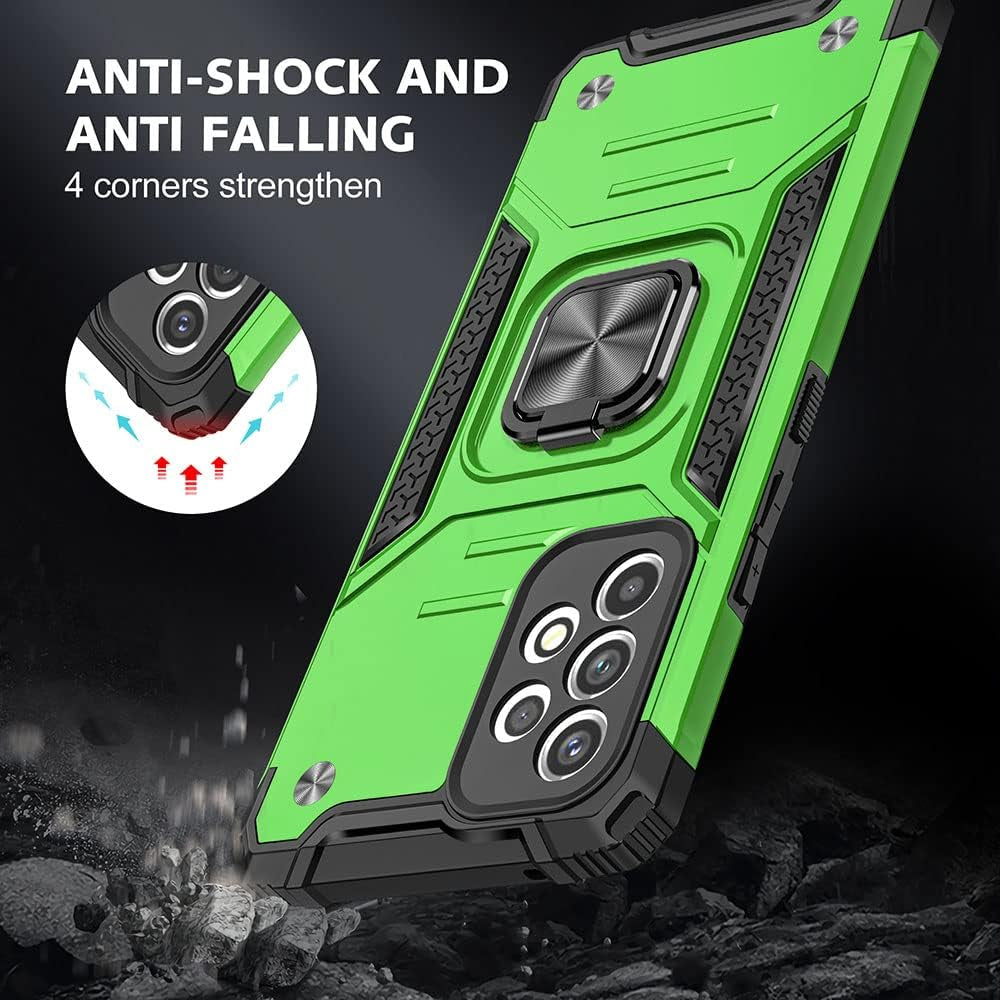 For Samsung A53 5G Case, Galaxy A53 5G Case with HD Screen Protector, 360°Military Grade Rotatable Kickstand (Heavy Duty) Shockproof Protective Fit Cases for Samsung Galaxy A53 5G (Green)