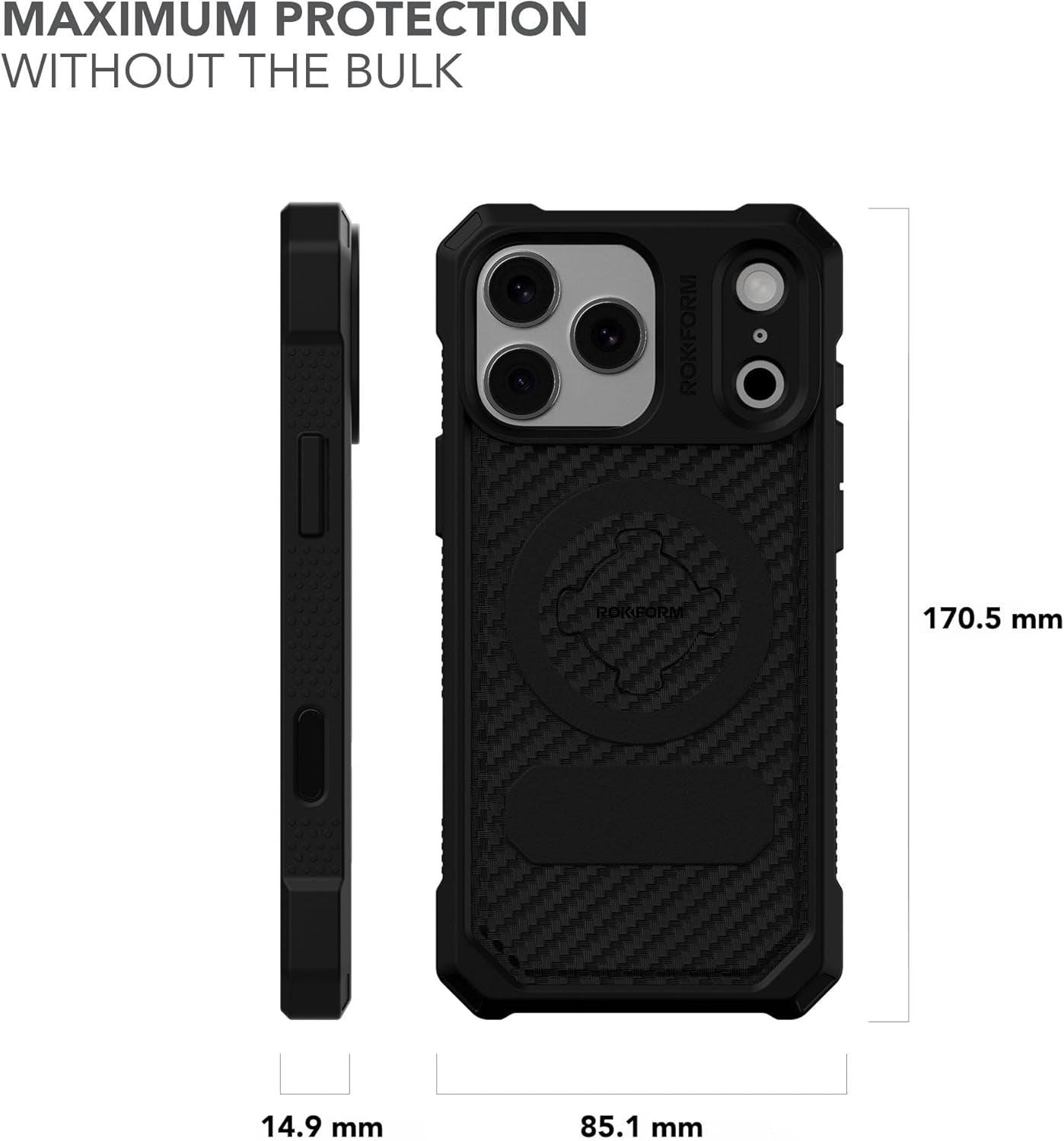 Rokform Rugged Case Compatible with Iphone 17 Pro Max, Magnetic Cover (Black)