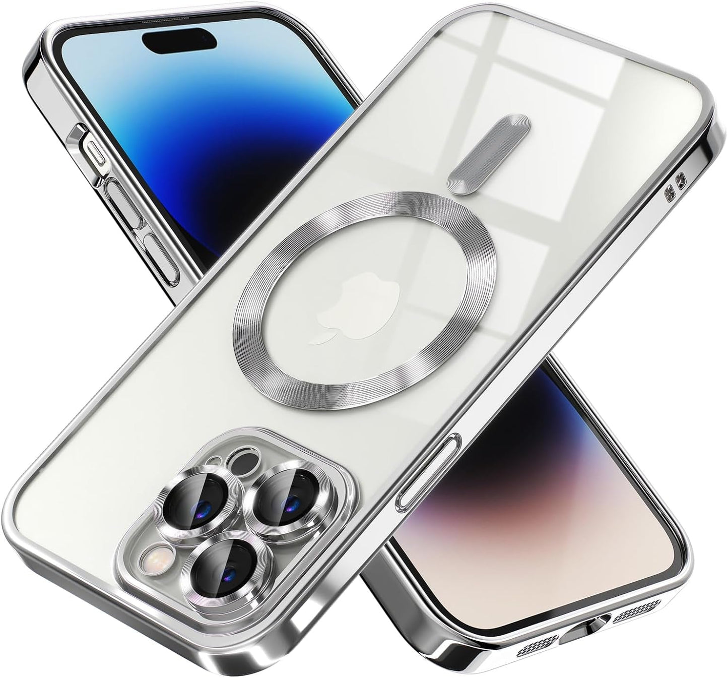 Misea Magnetic Clear Case for Iphone 14 Pro Max Case [Compatible with Magsafe] [Never Yellowing] [Military Grade Drop Protection] Full Camera Lens Protector Luxury Plating Soft Phone Case, Purple  Misea   