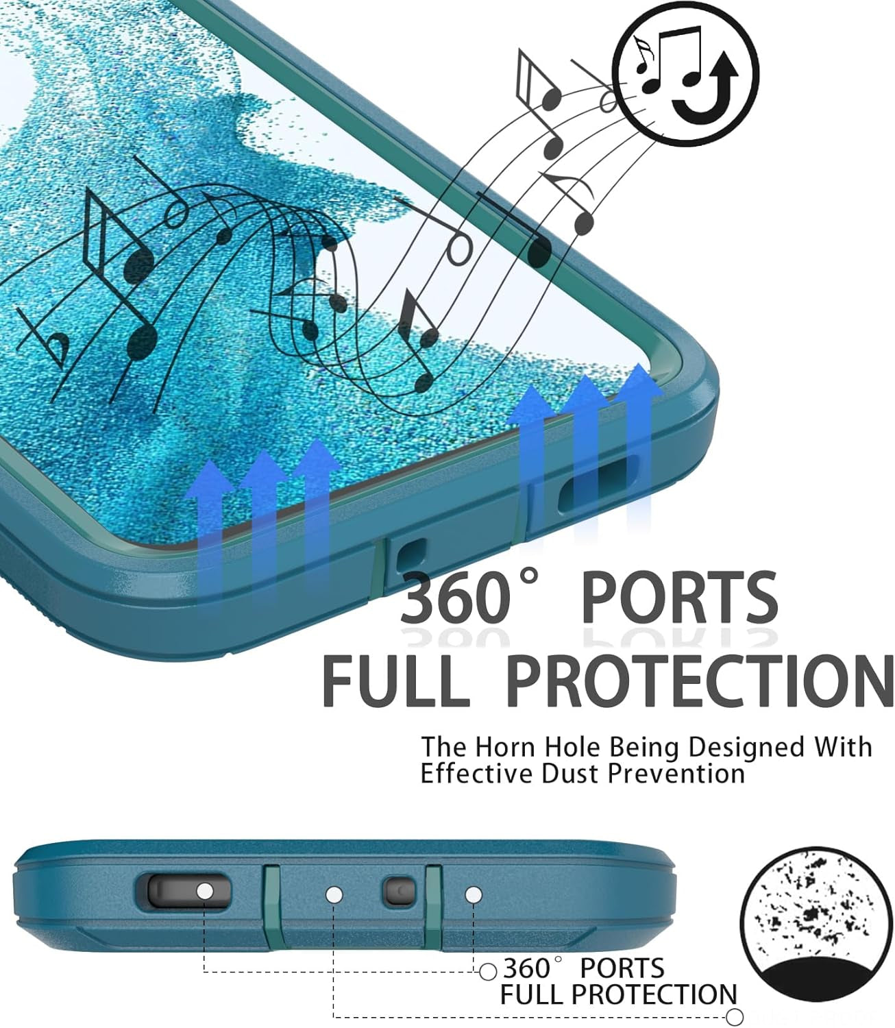 For Samsung Galaxy S22 Case,Shockproof Dropproof Dustproof Galaxy S22 Case,Heavy Duty Protective for Samsung S22 Case, 6.1 Inch (Turquoise)