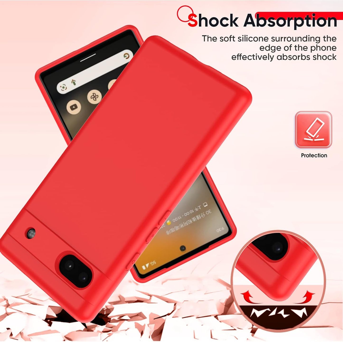 Leyi for Pixel 6A 5G Case: Google Pixel 6A Case with [2 Pack] Tempered Glass Screen Protector Liquid Silicone Soft Microfiber Liner Cover Case Pixel 6A, Red  LeYi   