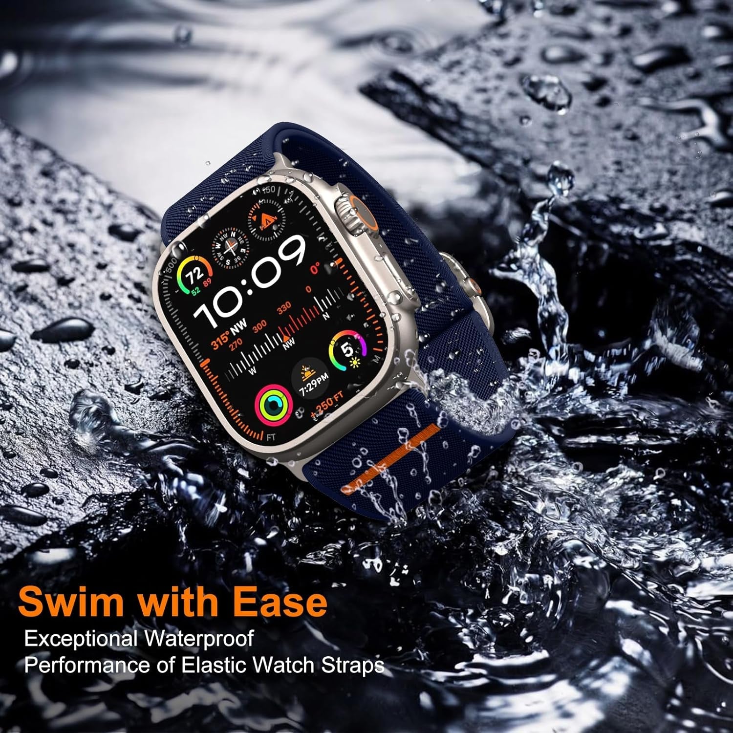 EOMTAM Stretchy Nylon Sport Band Compatible for Apple Watch Band 42Mm 44Mm 45Mm 49Mm Men,Wristbands for Iwatch Series 9 Ultra 2/1 8 SE 7 6 5 4 3