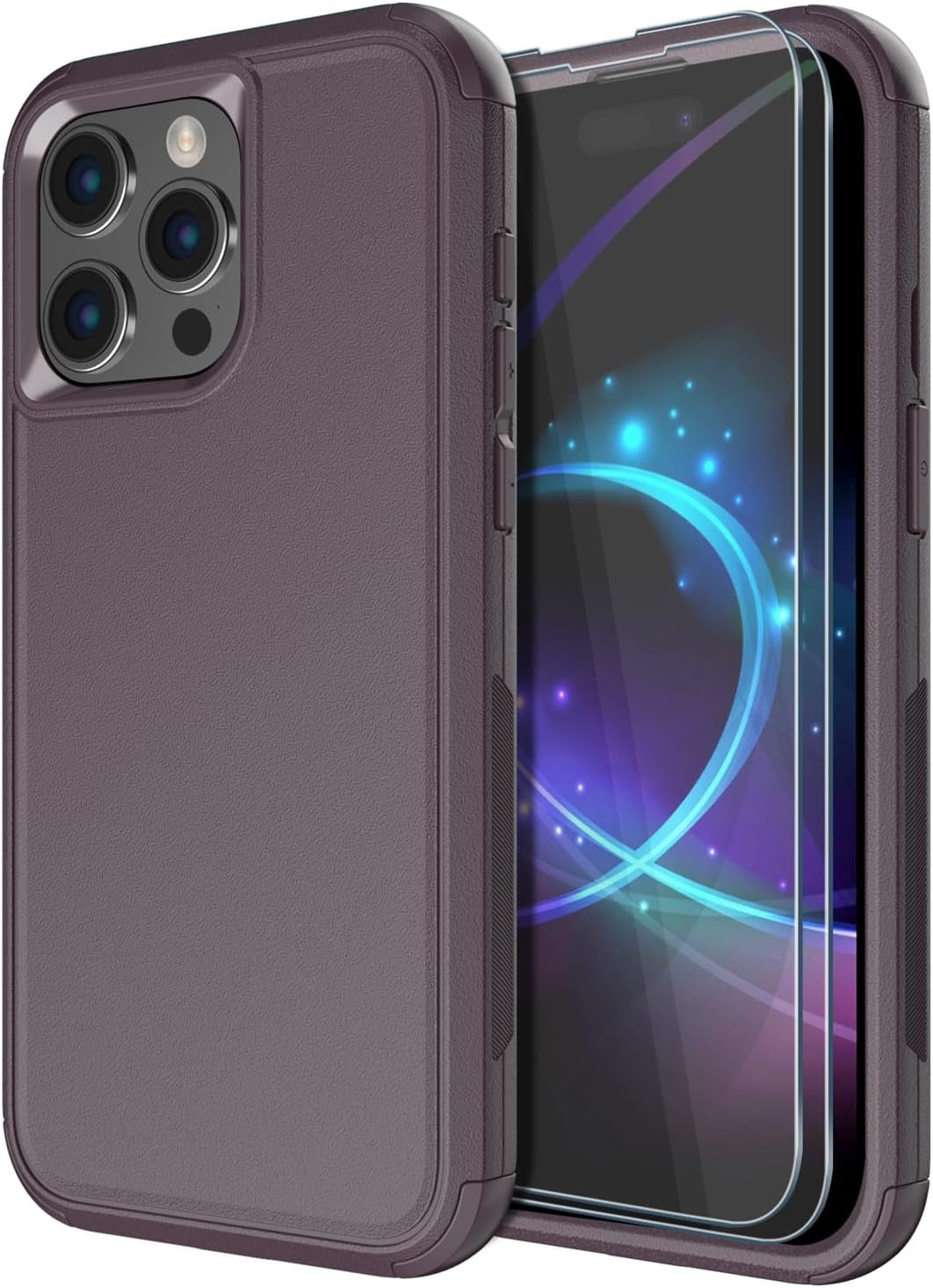 Diverbox for Iphone 15 Pro Case [Tempered Glass Screen Protector] [Shockproof] [Dropproof] Heavy Duty Protection Phone Case Cover for Apple Iphone 15 Pro 6.1 Inch (Black-2In1)  Diverbox Brown  