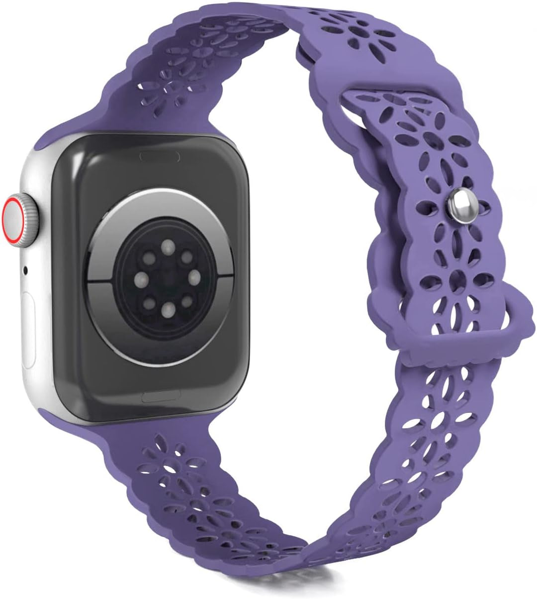 Ginkgonut Lace Silicone Bands Compatible with Apple Watch Band 38Mm 40Mm 41Mm 42Mm 44Mm 45Mm 49Mm,Women Slim Thin Hollow-Out Iwatch Sport Wristband for Apple Watch Ultra Series SE 8 7 6 5 4 3 2 1