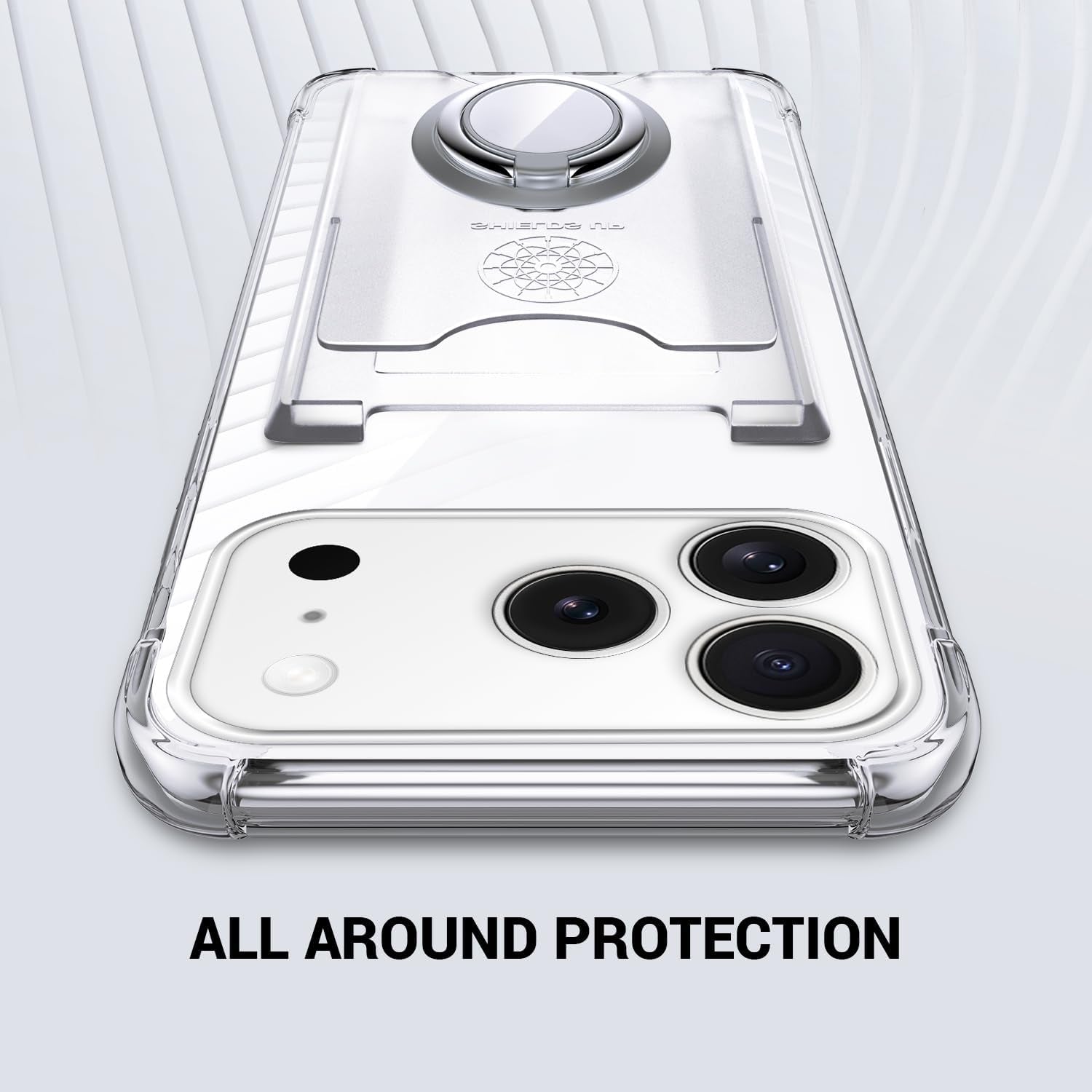 Shields up Designed for Iphone 17 Pro Max Case, Minimalist Wallet Case with Card Holder (3 Cards) & Ring Stand/Kickstand, [Drop Protection] Slim Protective Cover for Iphone 17 Pro Max (6.9 Inch) Clear