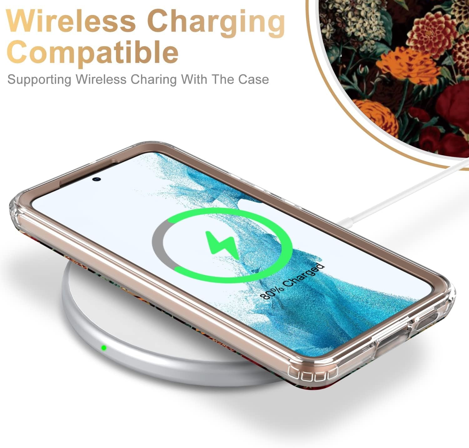 Esdot Compatible with Samsung Galaxy S22 plus Case,Passing 21Ft Drop Test,With Fashionable Designs for Women Girls,Protective Phone Case for Galaxy S22+ plus 6.6" Flower Garden