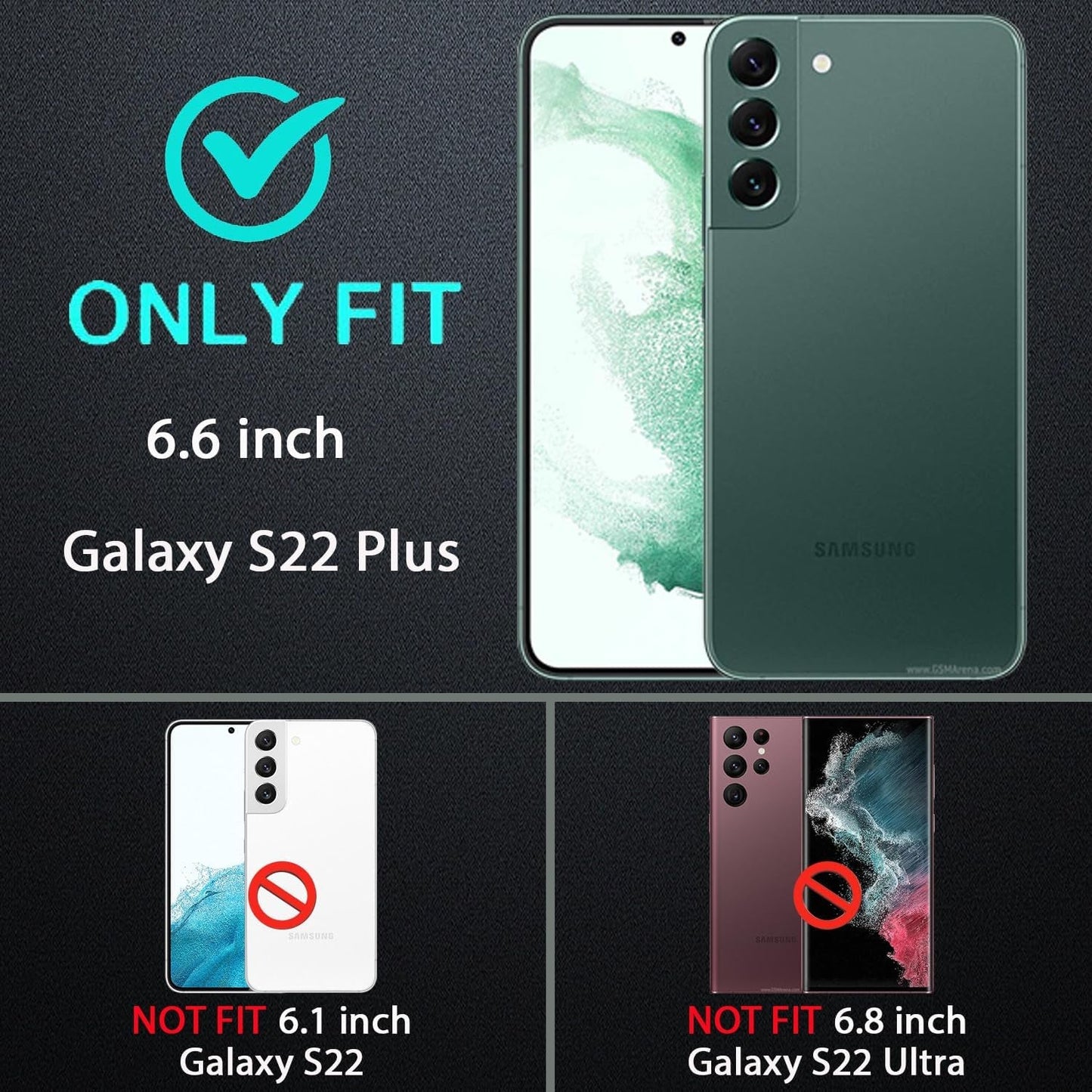 For Samsung Galaxy S22 plus Case, with 2Pcs [Self Healing Flexible TPU Screen Protector & Camera Lens Protector] Military Grade 3 in 1 Heavy Duty Case for Galaxy S22 plus 5G (Black/Grey)