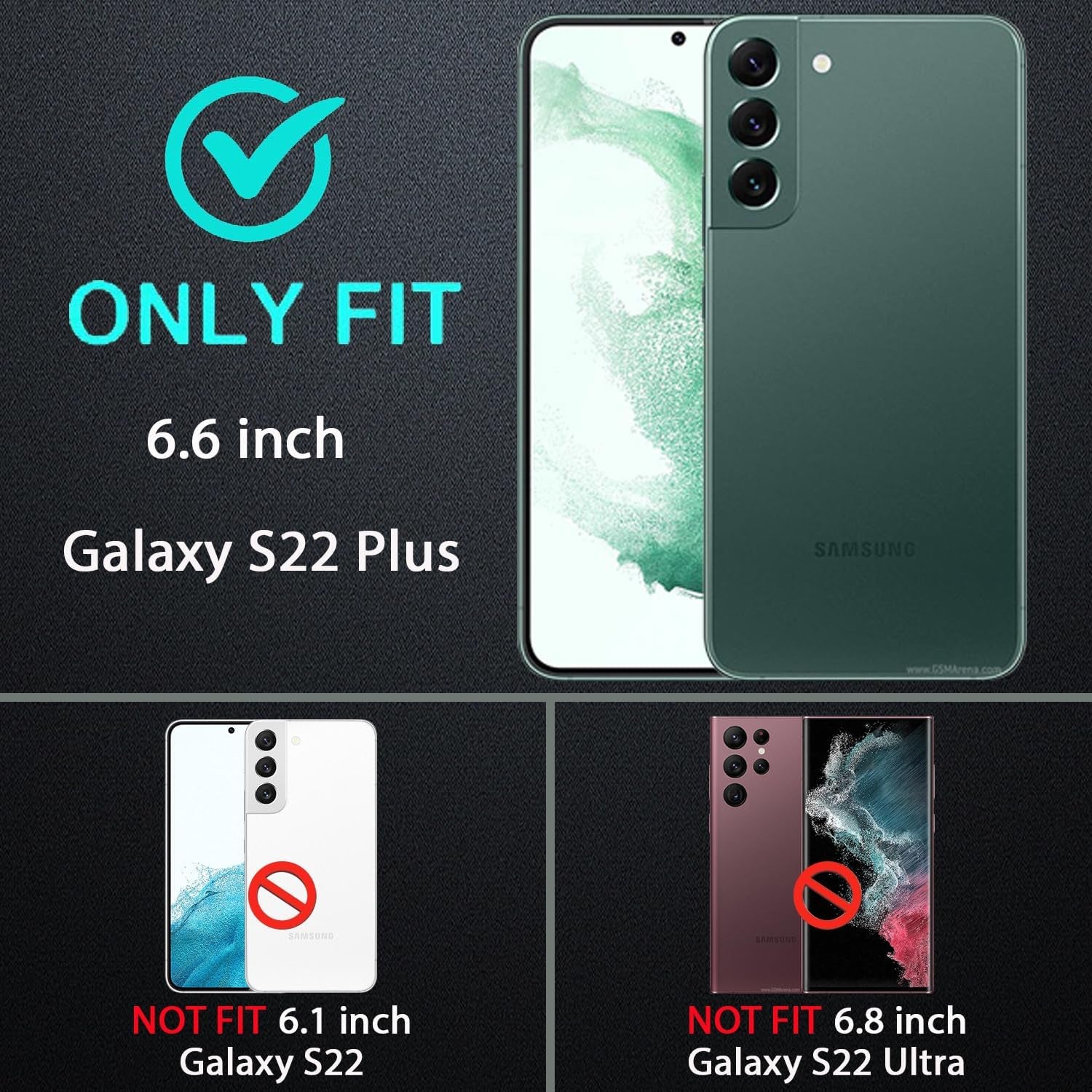 For Samsung Galaxy S22 plus Case, with 2Pcs [Self Healing Flexible TPU Screen Protector & Camera Lens Protector] Military Grade 3 in 1 Heavy Duty Case for Galaxy S22 plus 5G (Black/Grey)