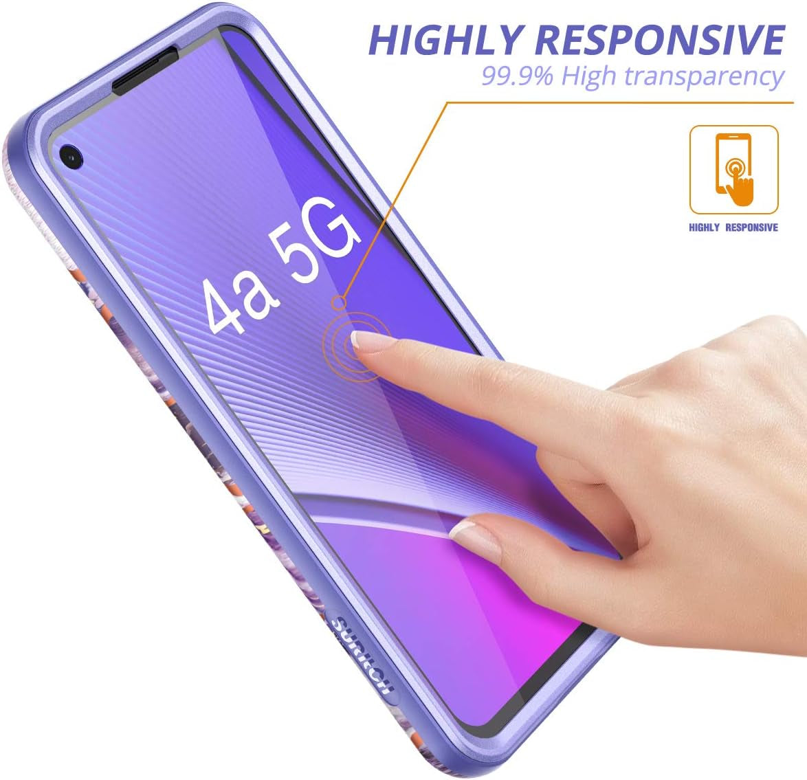 SURITCH Phone Case for Google Pixel 4A 5G 【NOT for 4G】, Front Cover with Built-In Screen Protector Full-Body Protection Shockproof TPU Bumper Protective Case for Girl Women Cute,Lavender  SURITCH   