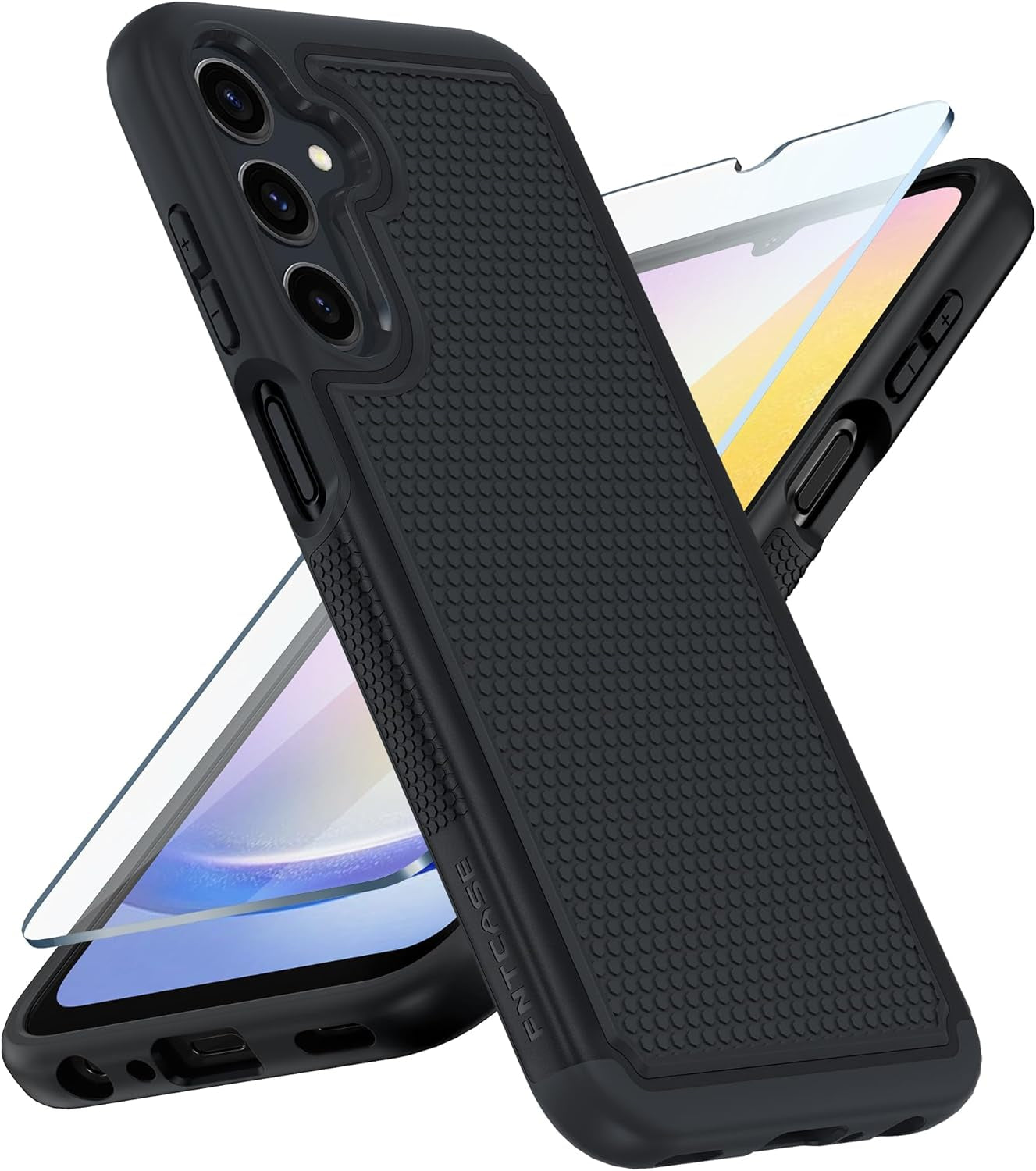 FNTCASE for Samsung Galaxy A25 Case: Galaxy A25 5G Phone Case Dual Layer Protective Phone Cover Rugged Full Body Drop Protection Shockproof Phone Case(Black)