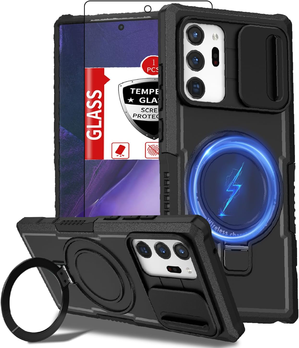 For Samsung Galaxy S21 Ultra Case Compatible with Magsafe Galaxy S21 Ultra Case Magnetic,With Screen Protector,With Magnetic Stand&Camera Cover Protection Shockproof Galaxy S21Ultra Case Blue