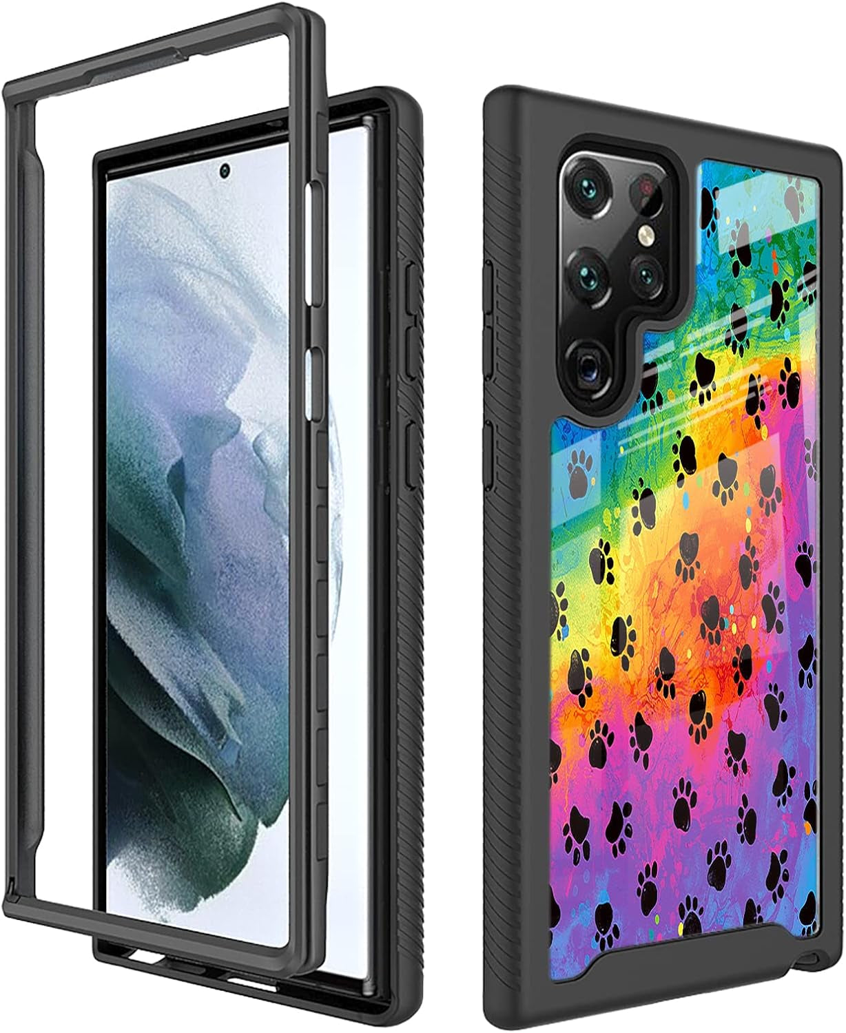 Compatible with Samsung Galaxy S22 Ultra Case Cartoon Cats for Boys Girls Full-Body Dual Layer Rugged Shockproof Bumper Heavy-Duty Protective Cover