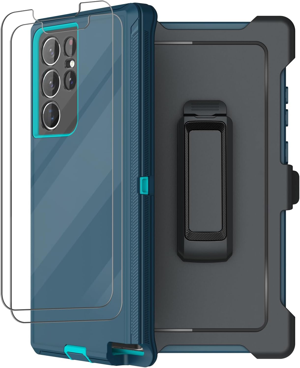 For Samsung Galaxy S22 Ultra Case with Belt Clip Holster, 2X Screen Protector, Military Grade Protection Heavy Duty Full Body Shockproof Rugged Protective Cover for Samsung S22 Ultra 5G (Orange)