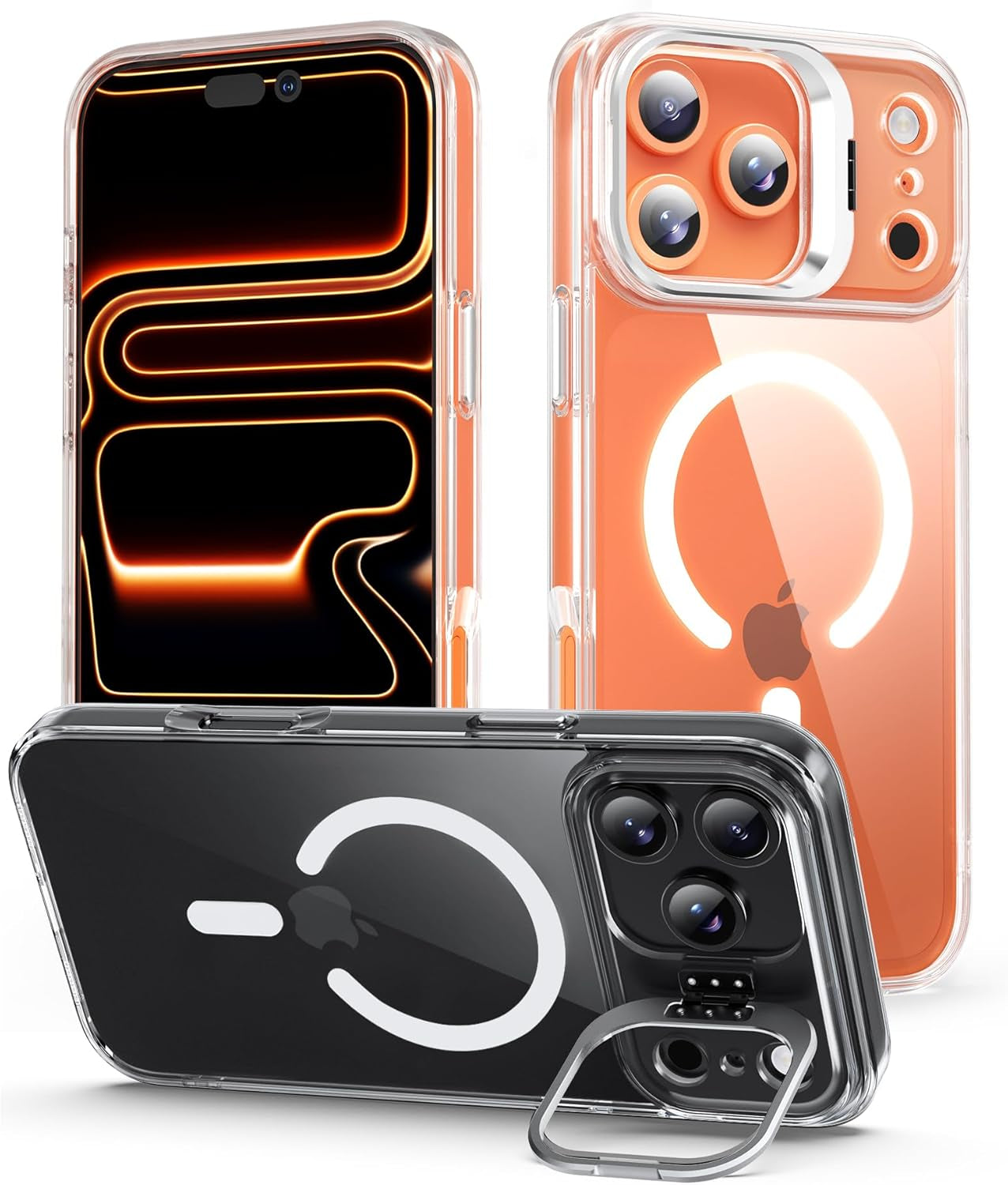 Magnetic for Iphone 17 Pro Max Case with Invisible Stand, Compatible with Magsafe, Military-Grade Drop Protection, Slim Translucent Matte Phone Cover, Black