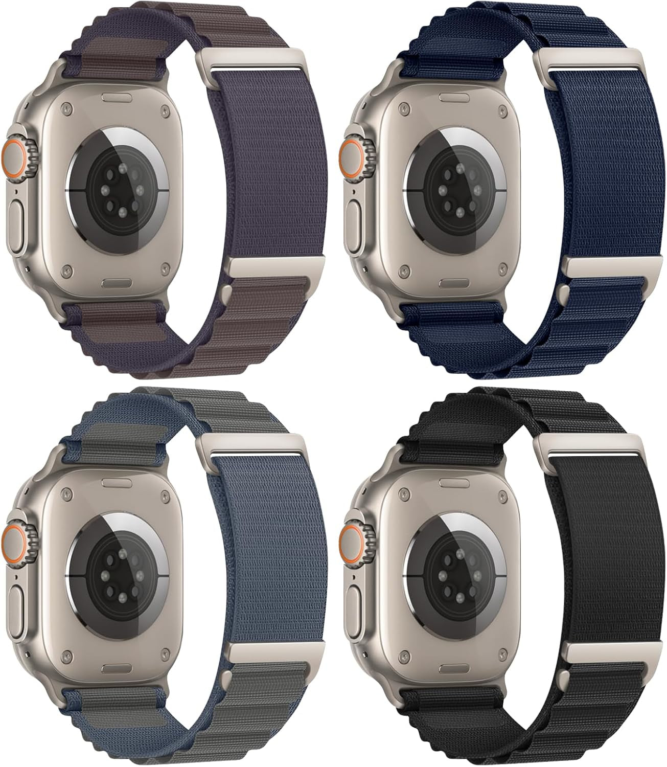 4 Pack Compatible with Apple Watch Ultra 2 Band 49Mm 45Mm 44Mm 42Mm for Men, Adjustable Trail Loop & Alpine Loop Nylon Band for Iwatch Ultra 2 Ultra Series SE 9/8/7/6/5/4