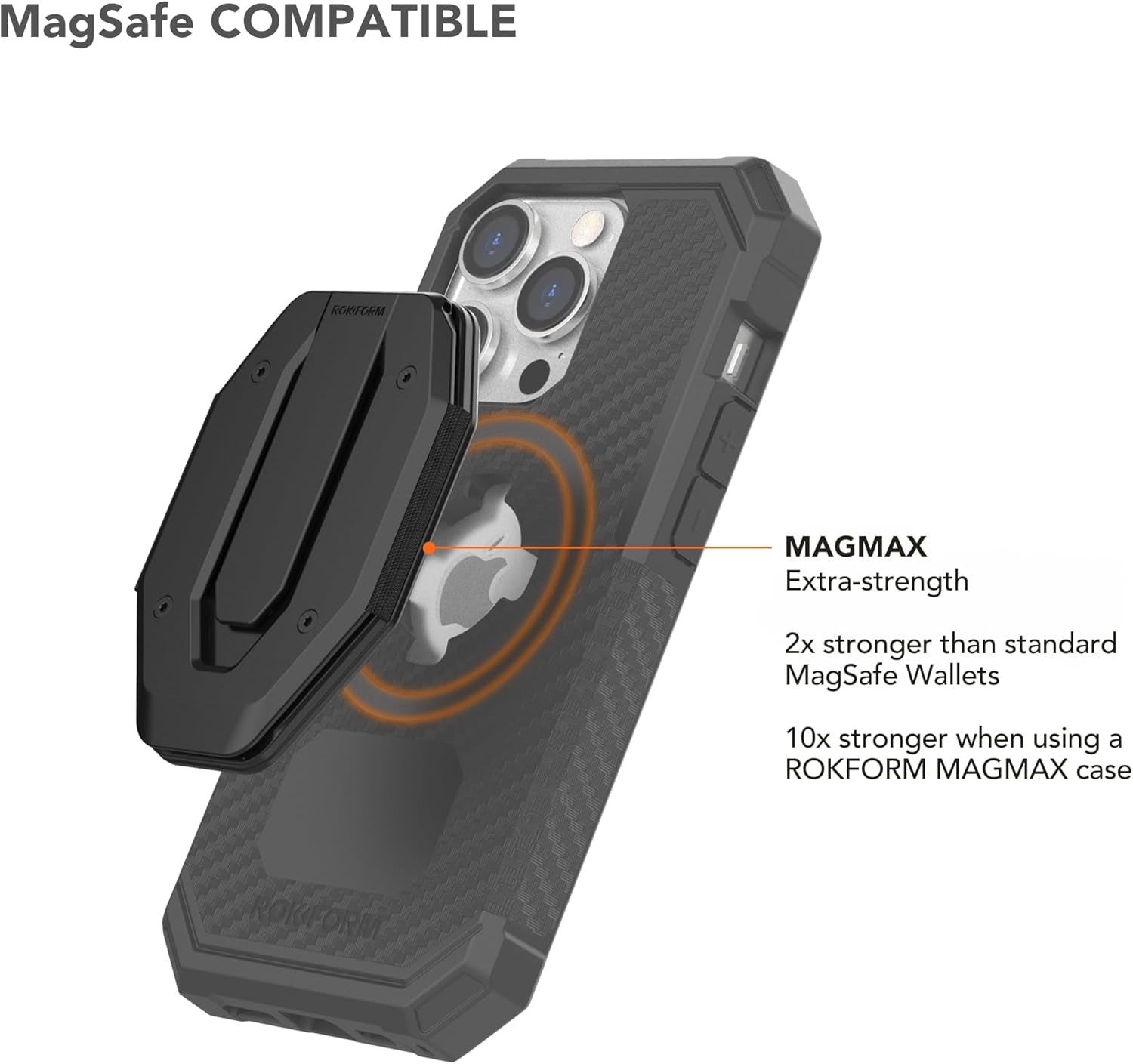 Rokform - Fuzion Magnetic Aluminum Wallet with Stand, Designed for Mag Safe Compatible Phone Cases (Black)