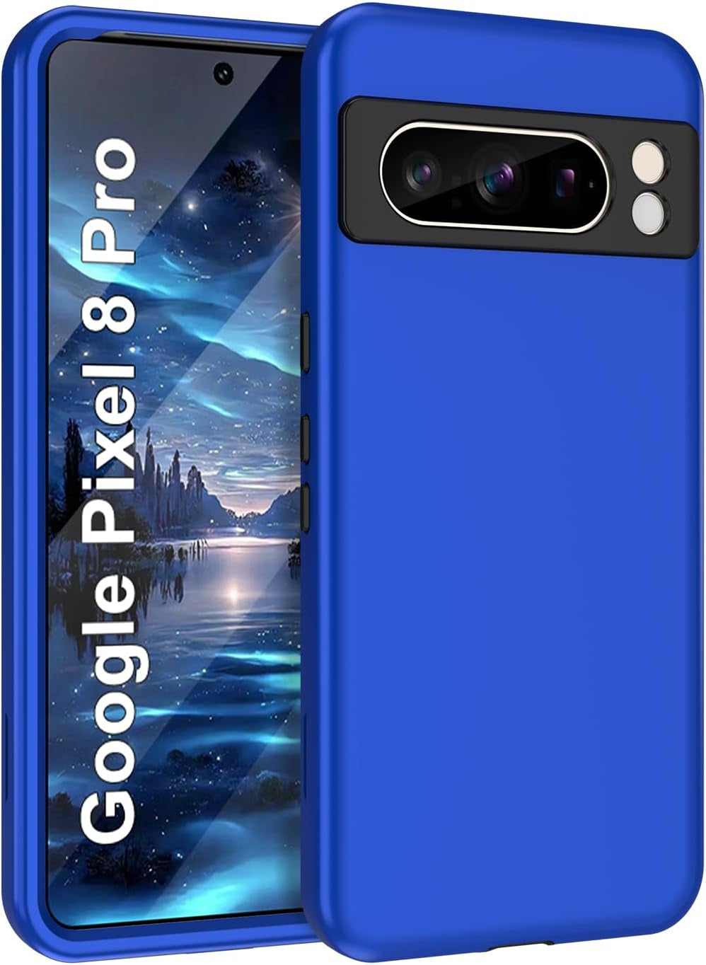 Btscase for Google Pixel 8 Pro Case (2023), Marble Pattern 3 in 1 Heavy Duty Shockproof Full Body Rugged Hard Pc+Soft Silicone Drop Protective Women Girl Cover for Google Pixel 8 Pro, Blue Pink  Btscase Sapphire Blue  