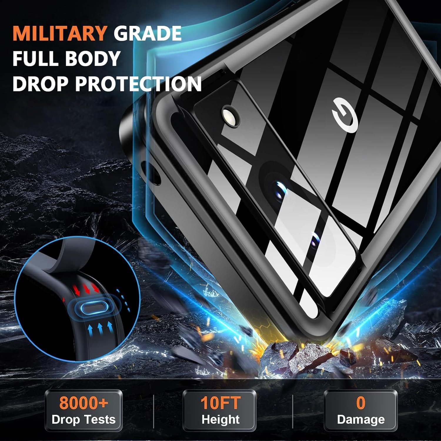 ANTSHARE for Google Pixel 8 Case, Pixel 8 5G Phone Case IP68 Waterproof with Built-In Screen Protector, Full Body Sealed Heavy Duty Shockproof Dustproof Snowproof Clear Case for Pixel 8 - Black  ANTSHARE   