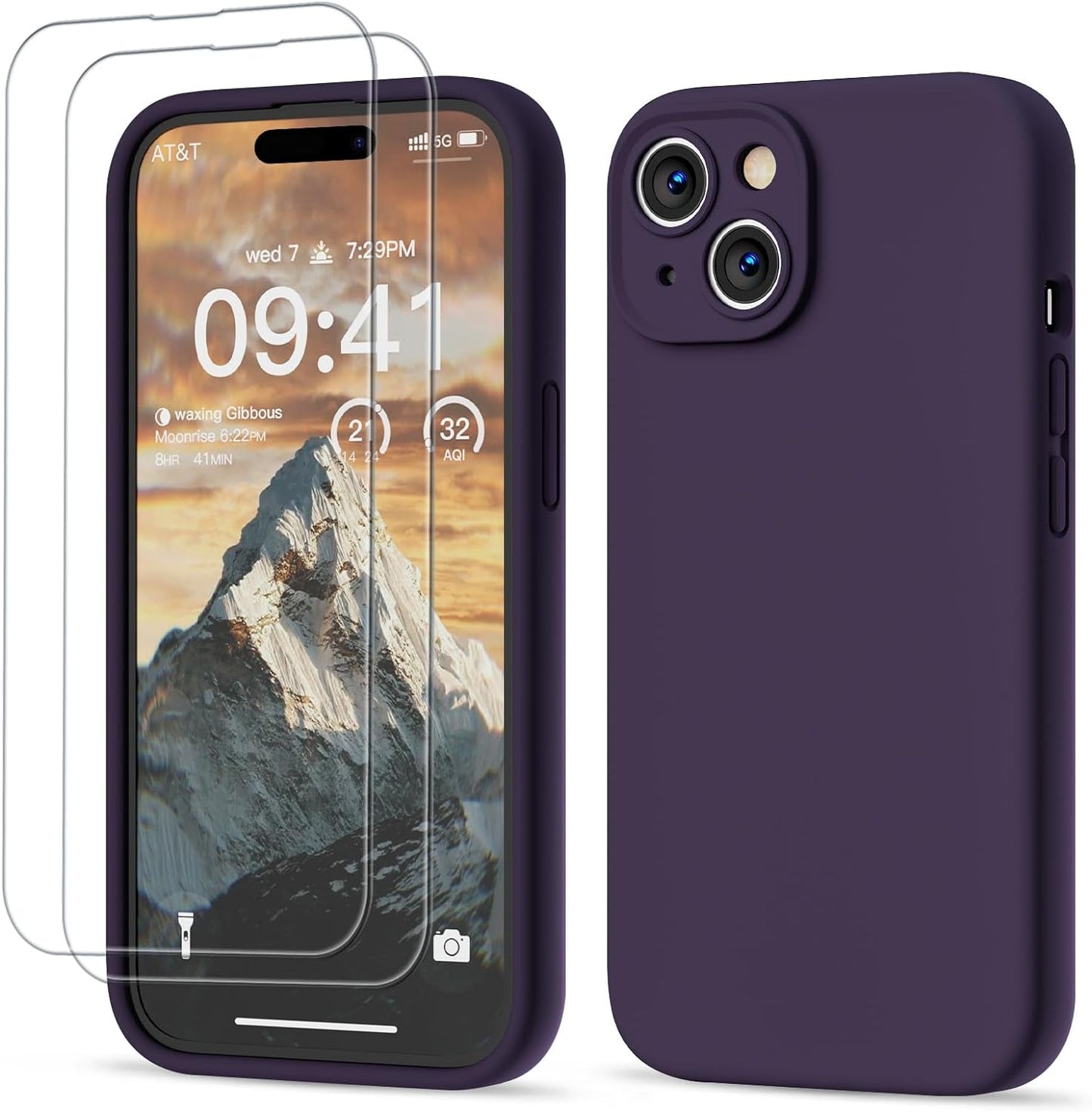 GOODVISH Compatible with Iphone 15 Pro Case, Silicone Upgraded [Enhanced Camera Protection] Phone Case with [2 Screen Protectors], Soft Anti-Scratch Microfiber Lining Inside, 6.1 Inch, Brown  GOODVISH Berry Purple Iphone 15, 6.1" 