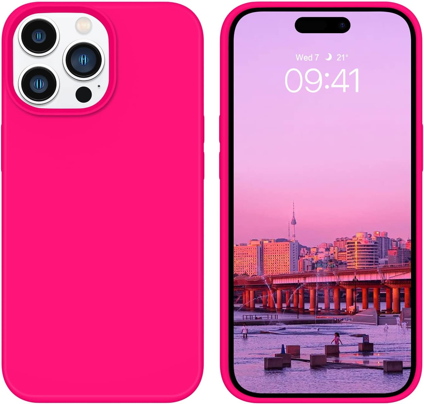 BENTOBEN for Iphone 14 Pro Max Case, Soft Silicone Gel Rubber Bumper Microfiber Lining Hard Back Shockproof Protective Phone Cover for Iphone 14 Pro Max 6.7", Copper Green  BENTOBEN T026-Hot Pink  