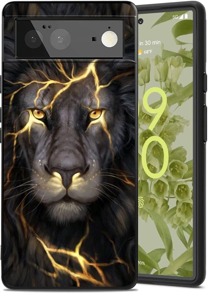 Compatible with Google Pixel 6 Case, Aesthetic Pattern Design, Full Body Protection Shockproof Cover Case for Google Pixel 6 5G 6.4" (Moon Starry Mountains)  MSEAANBK Cool Lightning Lion  