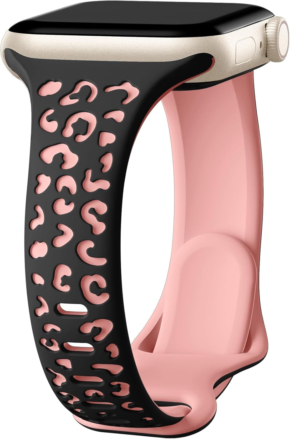 Daqin Slim Leopard Engraved Band Compatible with Apple Watch Bands 40Mm 38Mm 41Mm 44Mm 45Mm 42Mm Women, Soft Silicone Feminie Cheetah Thin Sport Wristbands for Iwatch Bands Series 9 8 7 6 5 4 3 2 1 SE