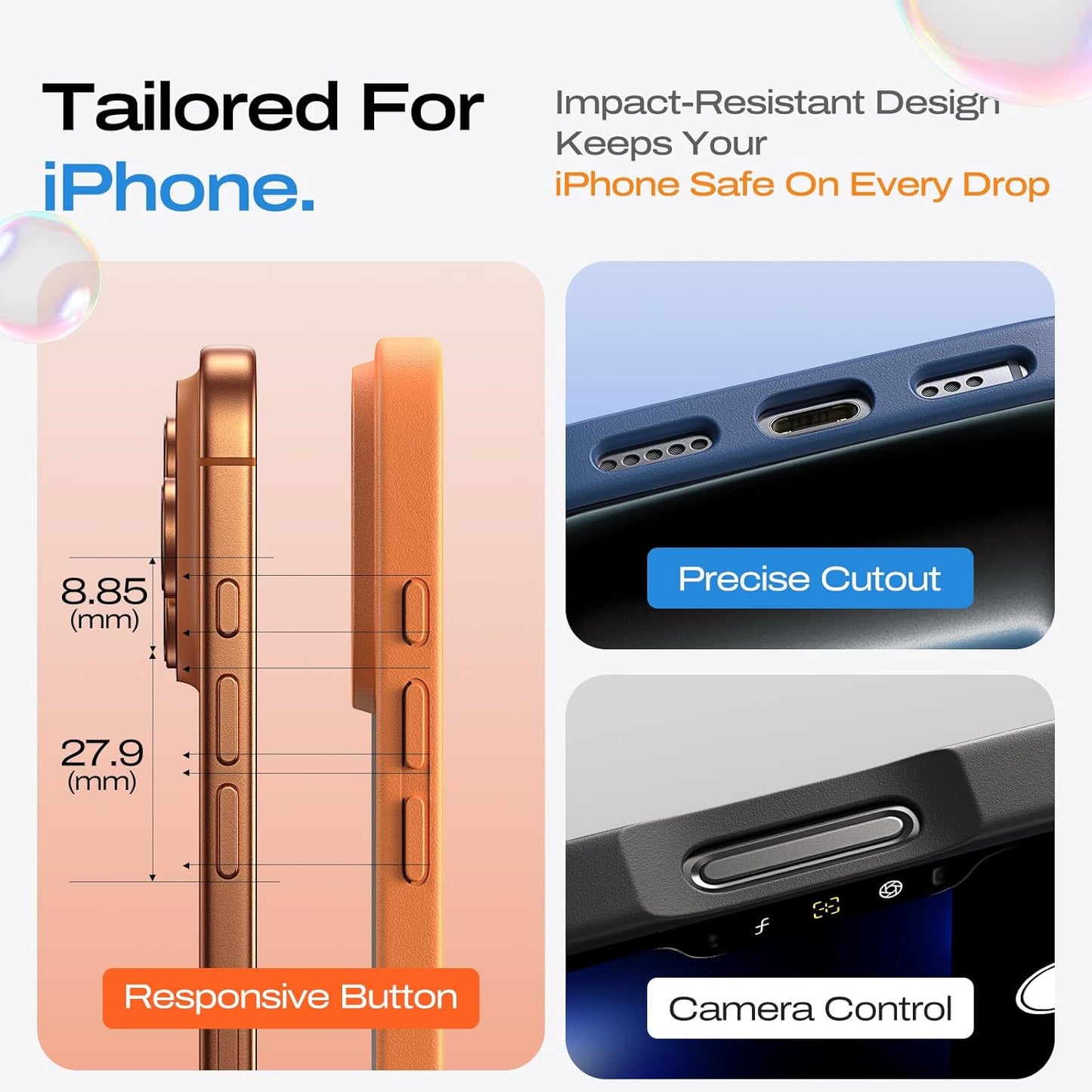 LISEN 3 in 1 Shockproof for Iphone 17 Pro Max Case [2025 Upgrade] (Compatible with Magsafe & Shockproof Military-Grade Protection) Magnetic Phone Cover Funda Para Iphone 17 Pro Max, 3-Color Set