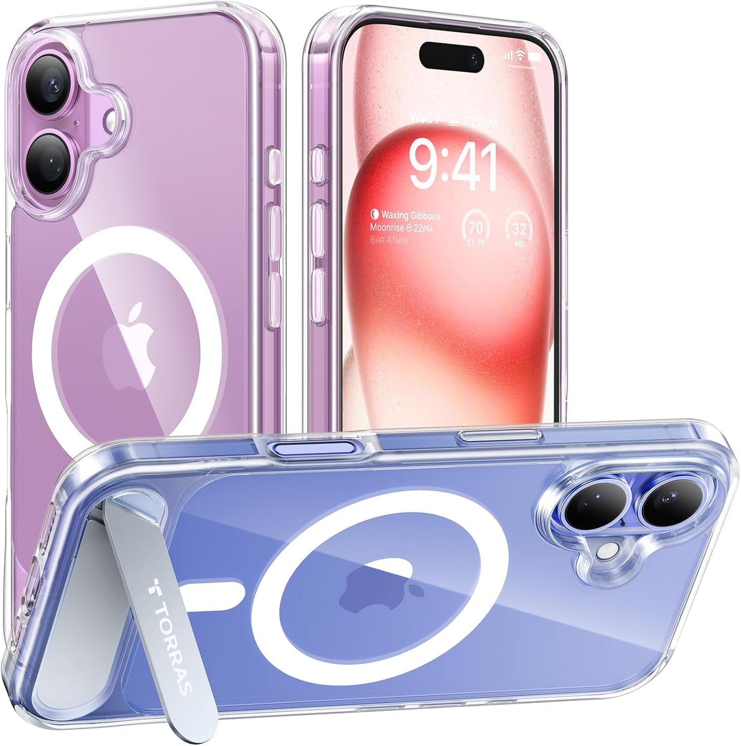 TORRAS Strong Magnetic & Seamless Stand for Iphone 17 Pro Max Case, Fit for Magsafe, Military Grade Drop Protection, Invisible Adjustable Kickstand, Camera Control Button, Translucent Matte Deep Blue