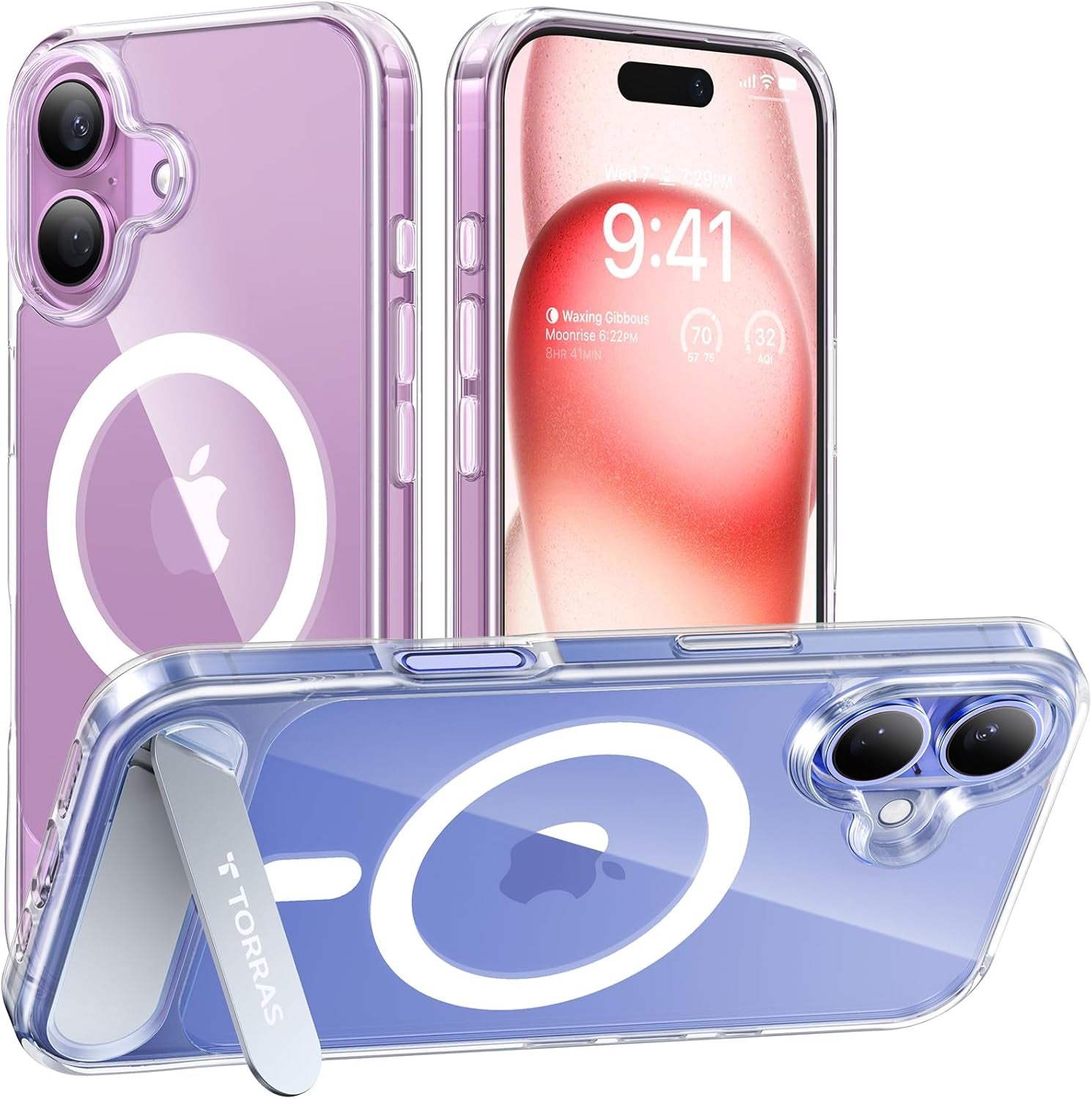 TORRAS Strong Magnetic & Seamless Stand for Iphone 17 Pro Max Case, Fit for Magsafe, Military Grade Drop Protection, Invisible Adjustable Kickstand, Camera Control Button, Translucent Matte Deep Blue