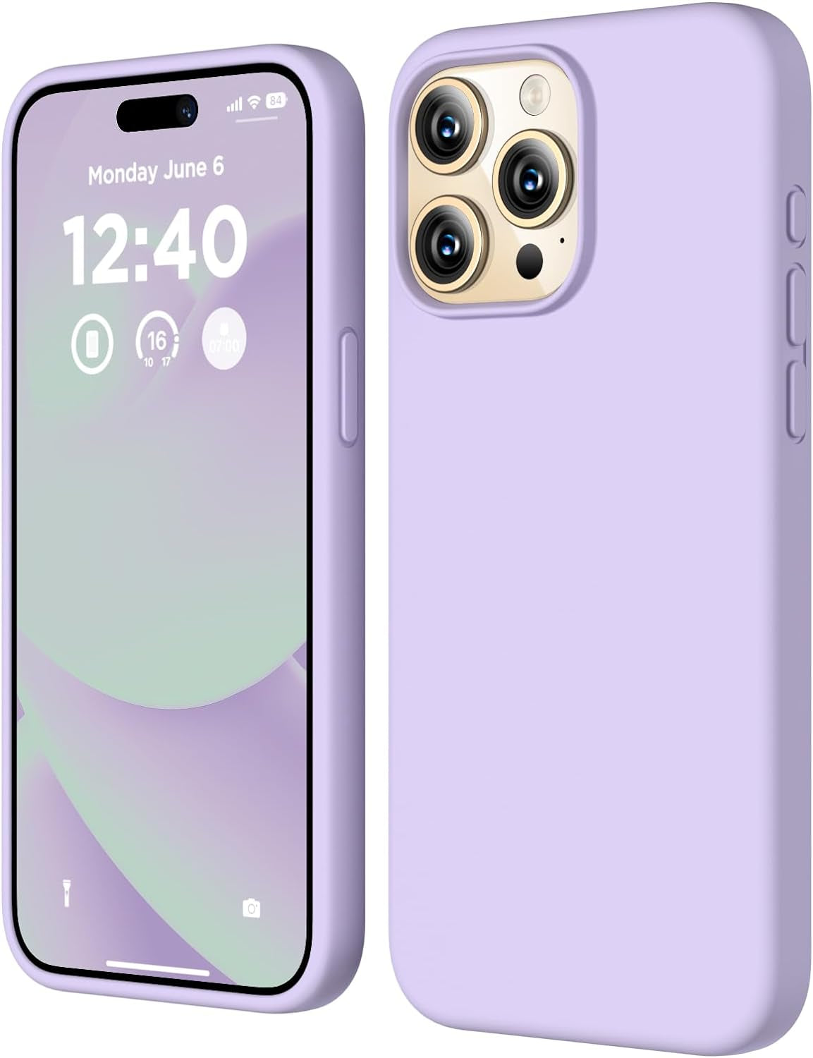 COFFKER Compatible with Iphone 15 Pro Case, Liquid Silicone Case, Full Body Shockproof Protective Cover Slim Thin Phone Case with Soft Anti-Scratch Microfiber Lining, 6.1 Inch-Orange  COFFKER Lilac  