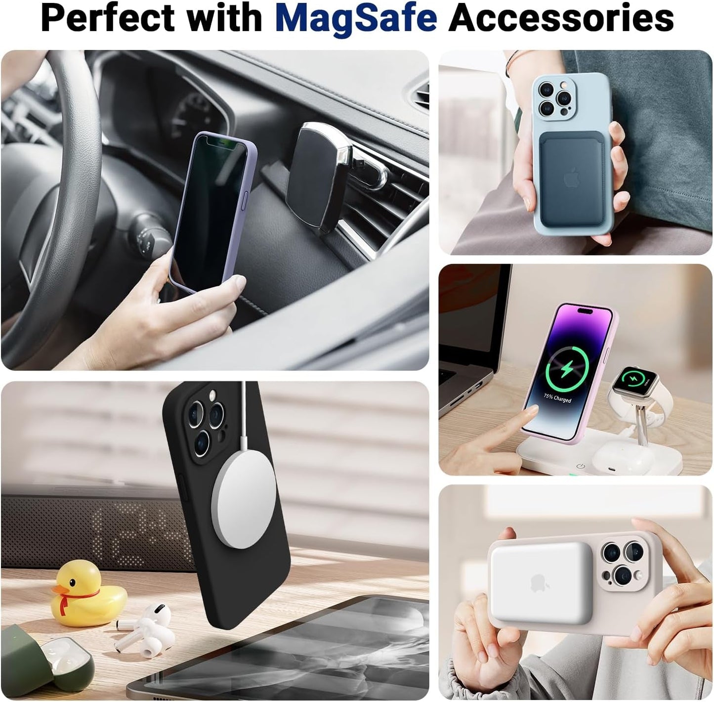 HIKII for Iphone 14 Pro Case Magnetic, Upgraded Silicone [Camera Protection] [Compatible with Magsafe] for Iphone 14 Pro Case with [2 Screen Protectors], 6.1 Inch, Light Brown  HIKII   