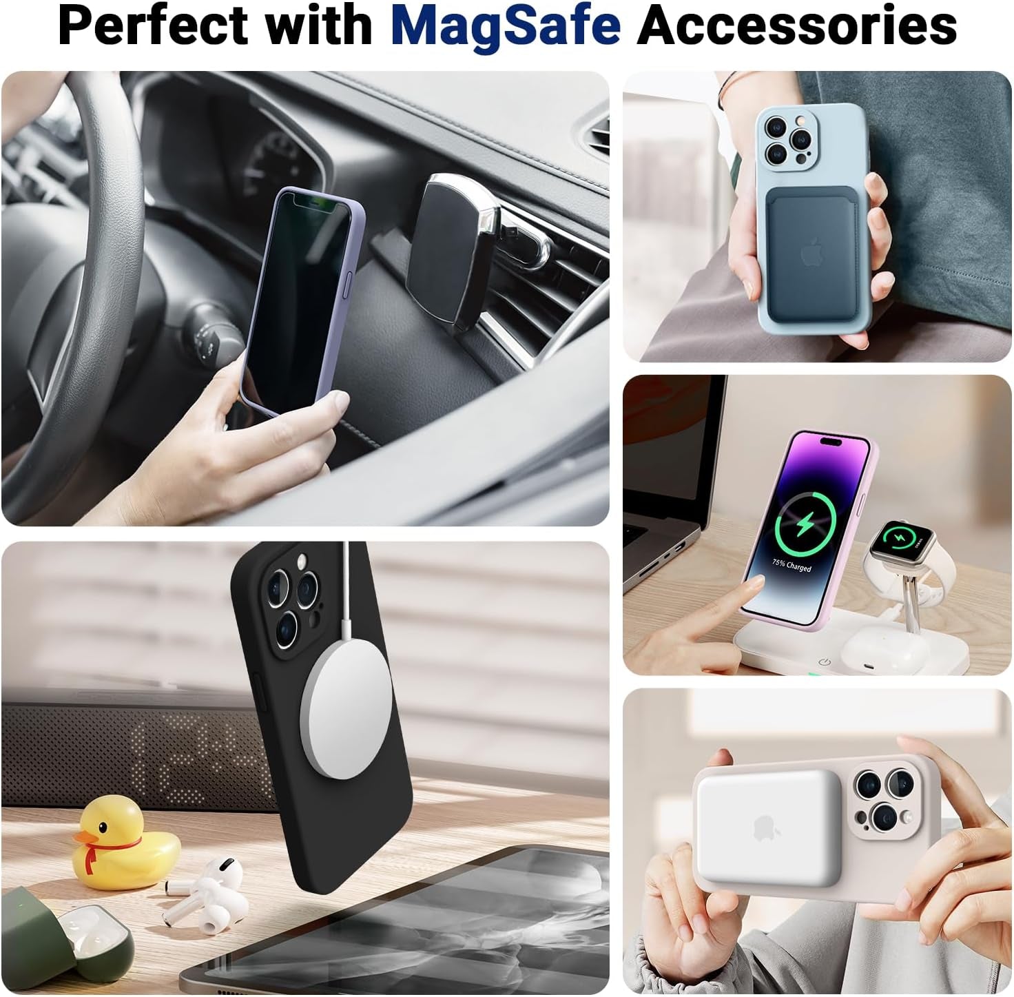 HIKII for Iphone 14 Pro Case Magnetic, Upgraded Silicone [Camera Protection] [Compatible with Magsafe] for Iphone 14 Pro Case with [2 Screen Protectors], 6.1 Inch, Light Brown  HIKII   