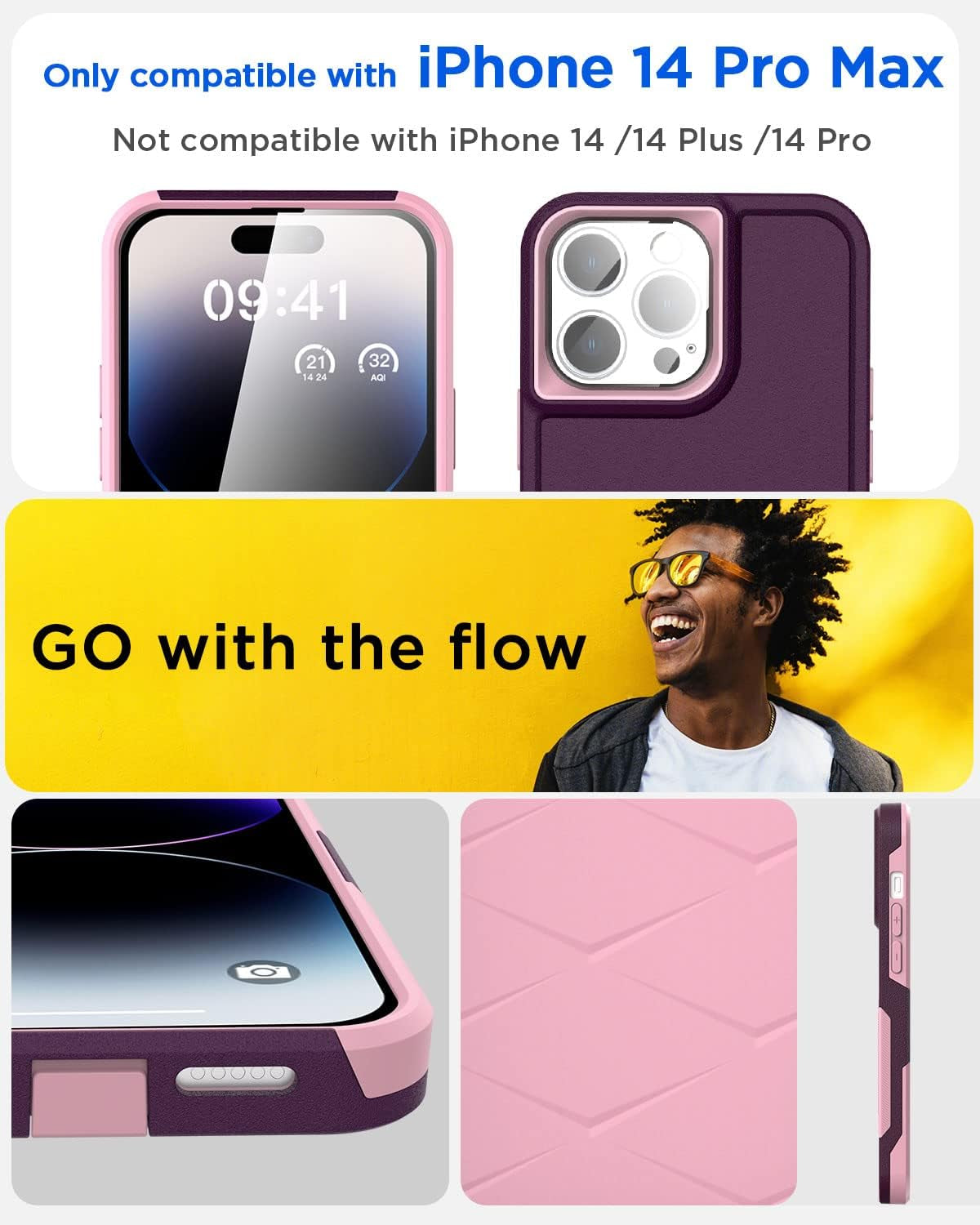 Aicase for Iphone 14 Pro Max Case with Glass Screen Protector+Camera Lens,Heavy Duty Drop Protection Full Body Rugged Shockproof Military Protective Tough Durable Cover for Iphone 14 Pro Max 6.7"_10  AICase   