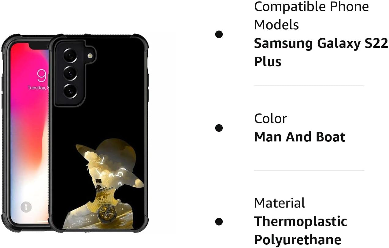 Compatible with Samsung Galaxy S22 plus Case,Man and Boat Anime Pattern Design Shockproof Non-Slip Case for Samsung Galaxy S22 Plus