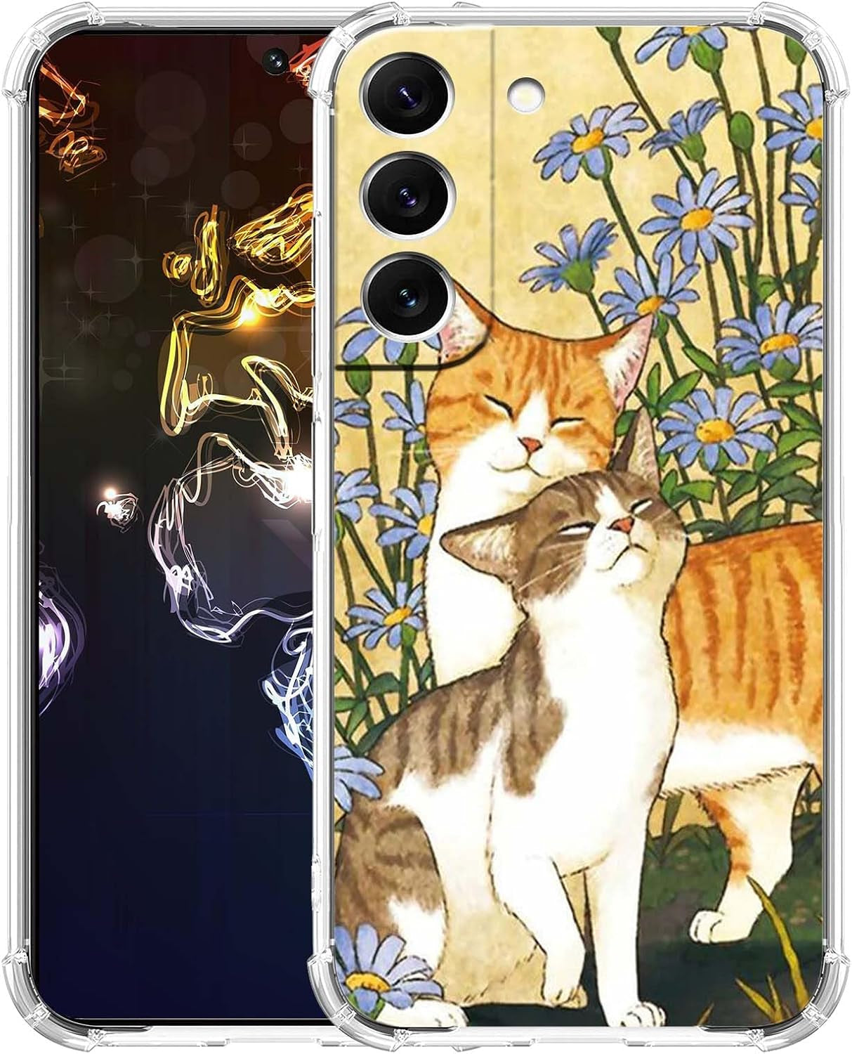 Green Flower Case for Samsung Galaxy S22 Plus,Aesthetic Abstract Minimalism Floral Pattern Case,Soft TPU Full Cover Case for Galaxy S22 Plus