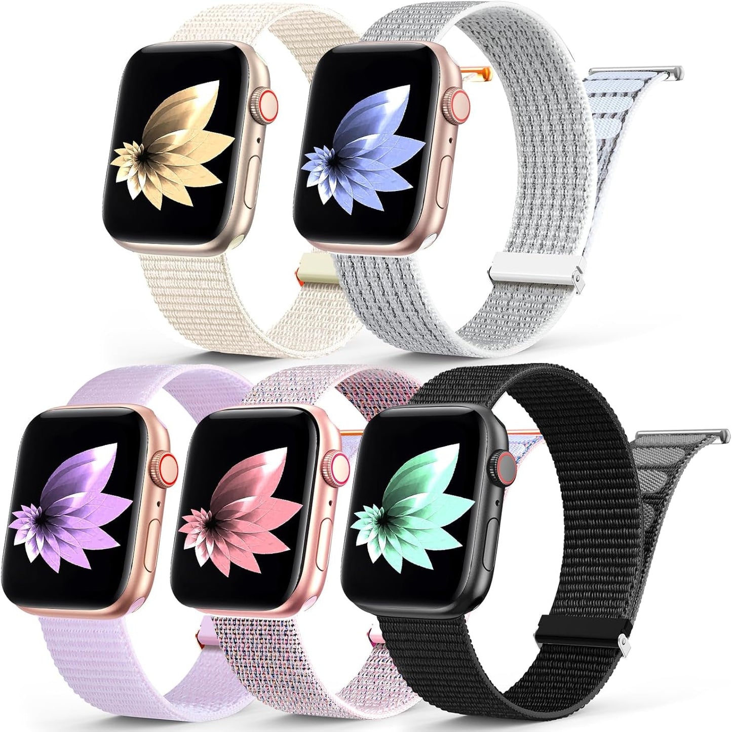 5 Pack Nylon Sport Loop Band Compatible with Apple Watch Bands 38Mm 40Mm 41Mm 42Mm 44Mm 45Mm 49Mm,Adjustable Braided Wristband Stretchy Strap for Iwatch Serie 9 Ultra SE2 SE 8 7 6 5 4 3 2 1 Gray Men