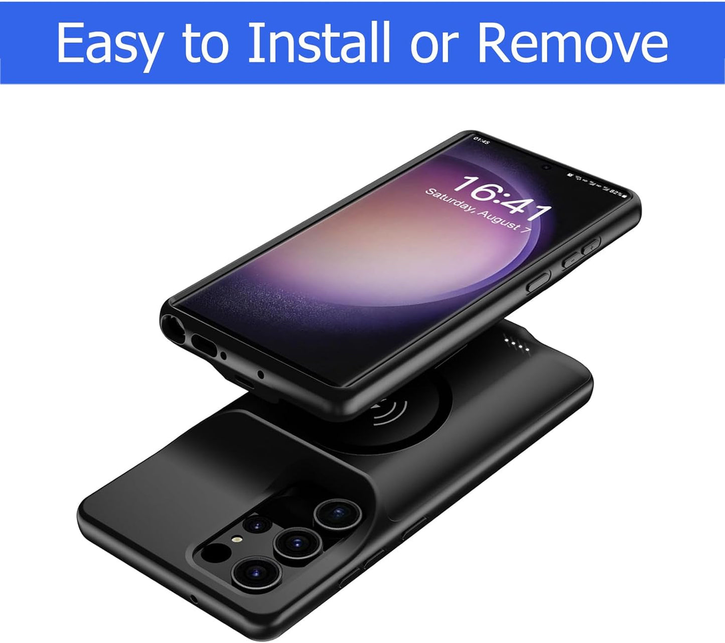 Battery Case for Galaxy S22 Ultra/S23 Ultra, 12000Mah Extended Portable Protective Case Backup Power Bank Wireless Charger Case Compatible with Galaxy S22 Ultra/S23 Ultra 6.8 Inch Charging Case-Black