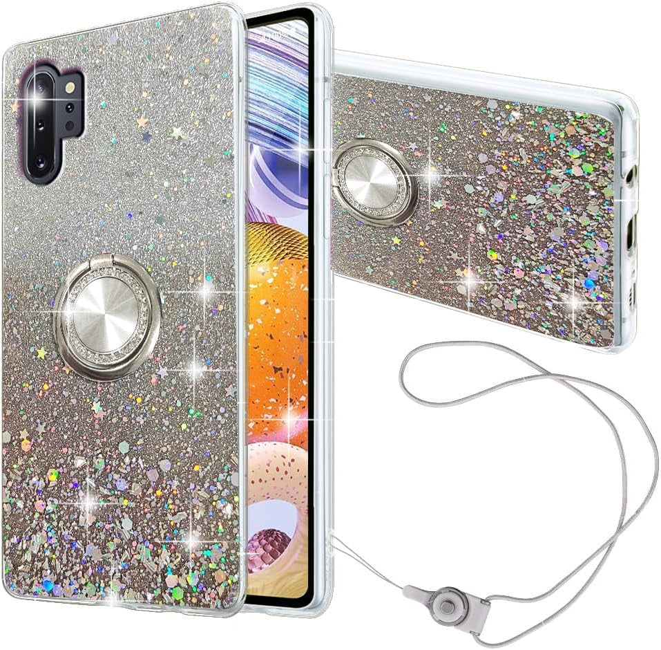 For Samsung Galaxy S22 Ultra Case Phone Case for Women Glitter Cute Luxury Soft Silicone Clear Cover with Stand Bumper Shockproof Full Body Protection Case (Purple, Samsung Galaxy S22 Ultra)