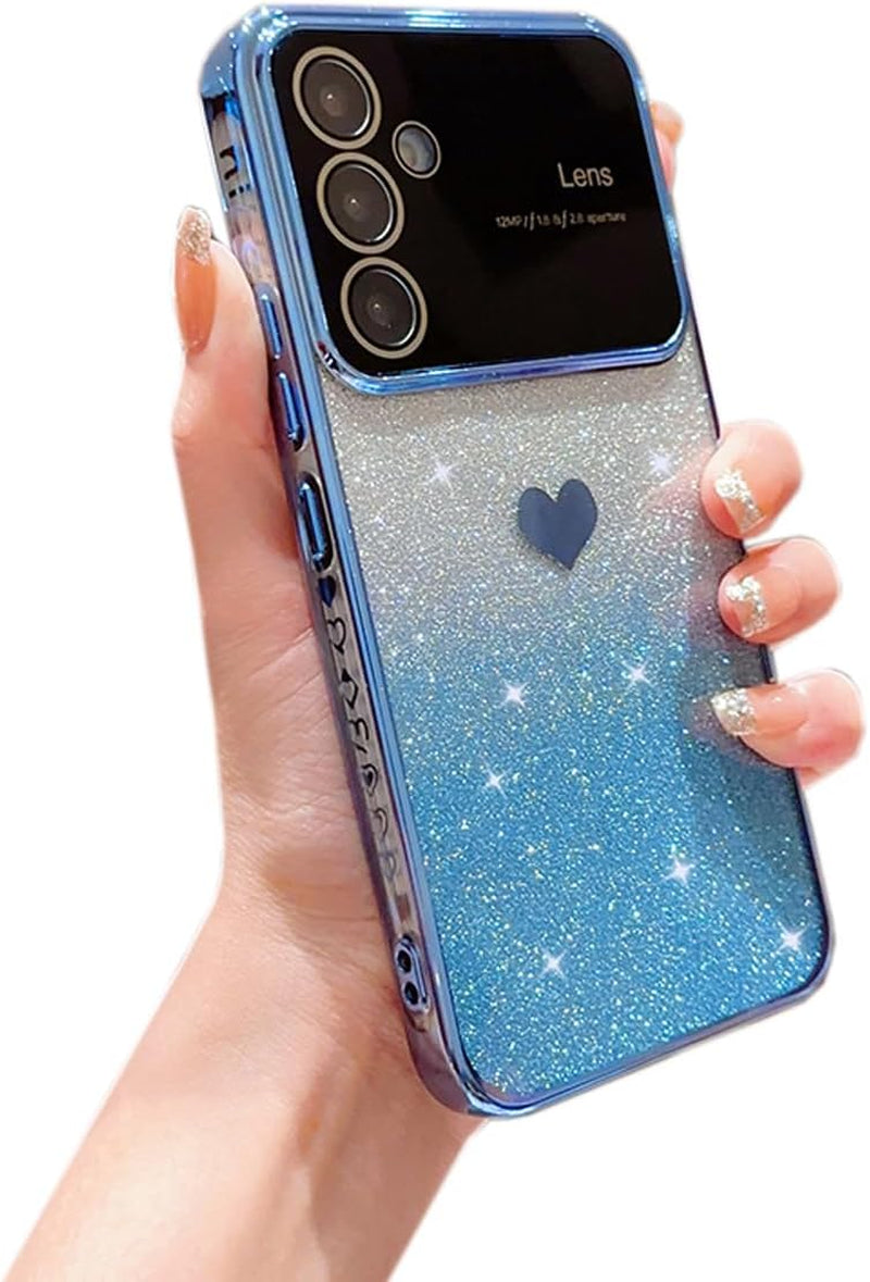 Galaxy A53 5G Case for Women Girls with Integrated Camera Lens Protector Glitter Sparkly Bling Clear Cute Plated Shockproof Protective Cover Phone Case for Samsung Galaxy A53 5G 6.5"-Pink